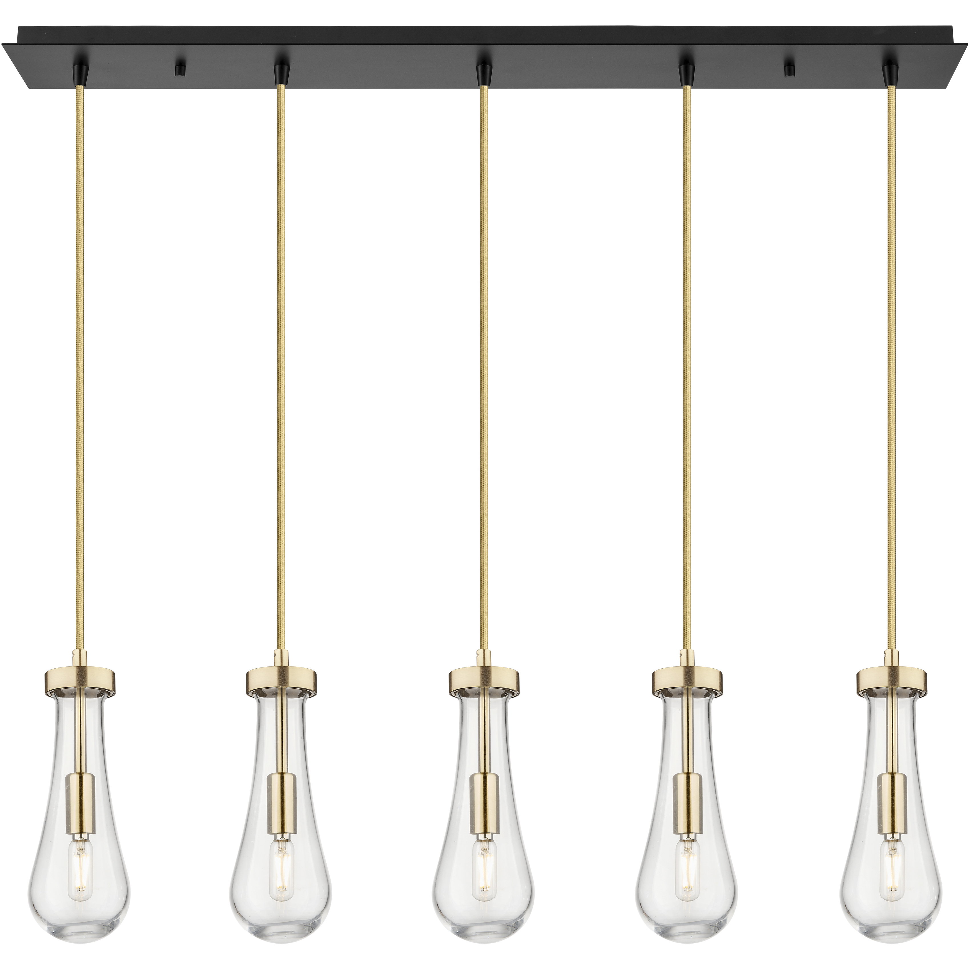 Owego 5 Light 35.5 inch Champagne Bronze Linear Pendant Ceiling Light in Clear Glass