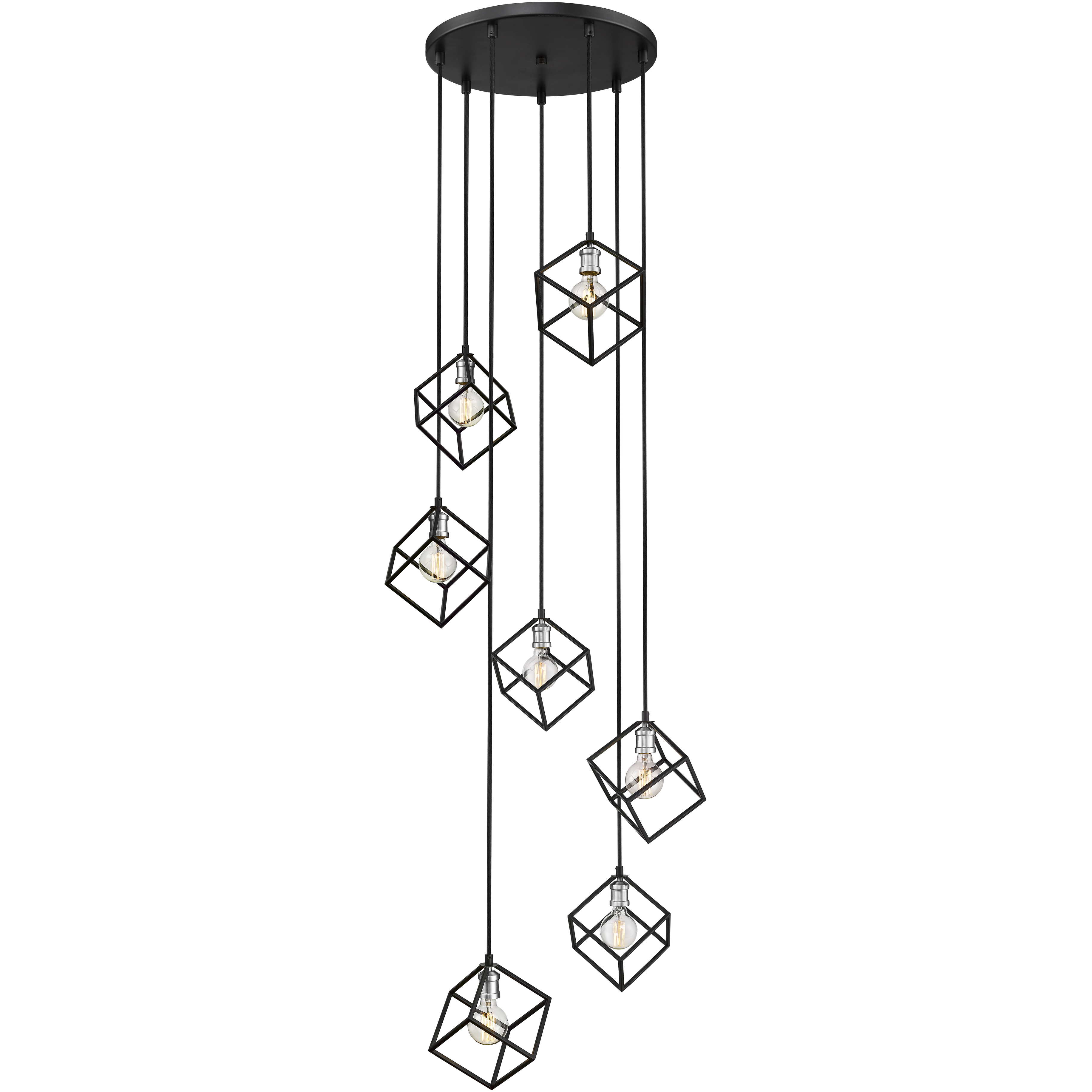 Vertical 7 Light 23.5 inch Matte Black and Brushed Nickel Chandelier Ceiling Light