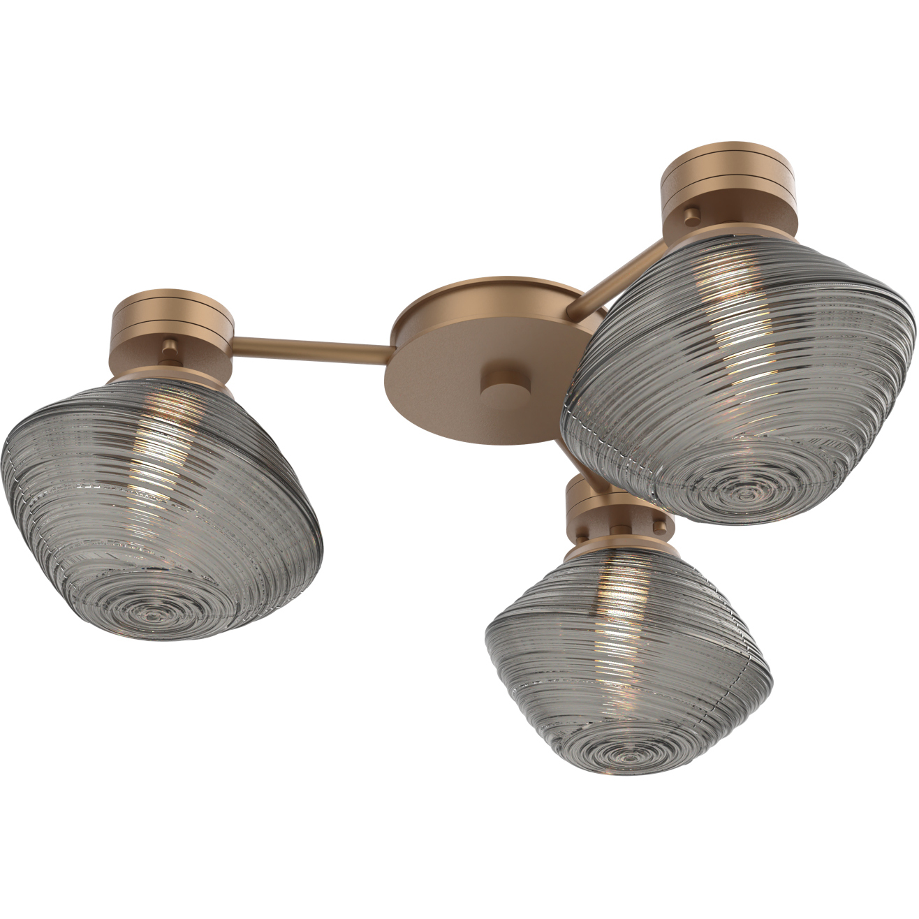 Mesa LED 24 inch Novel Brass Hub & Spoke Ceiling Light in 3000K LED, Smoke