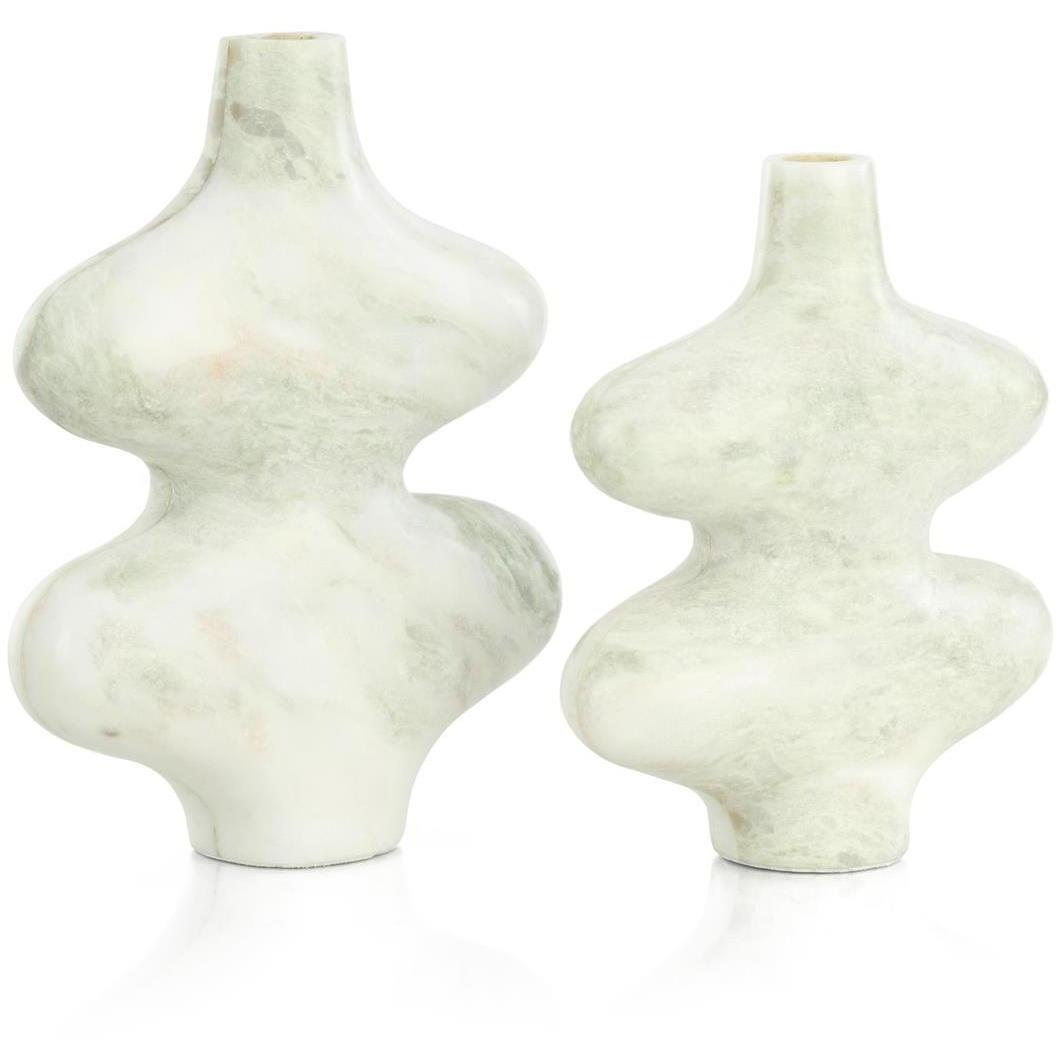 Echoed Marble 10 inch Vases, Set of 2