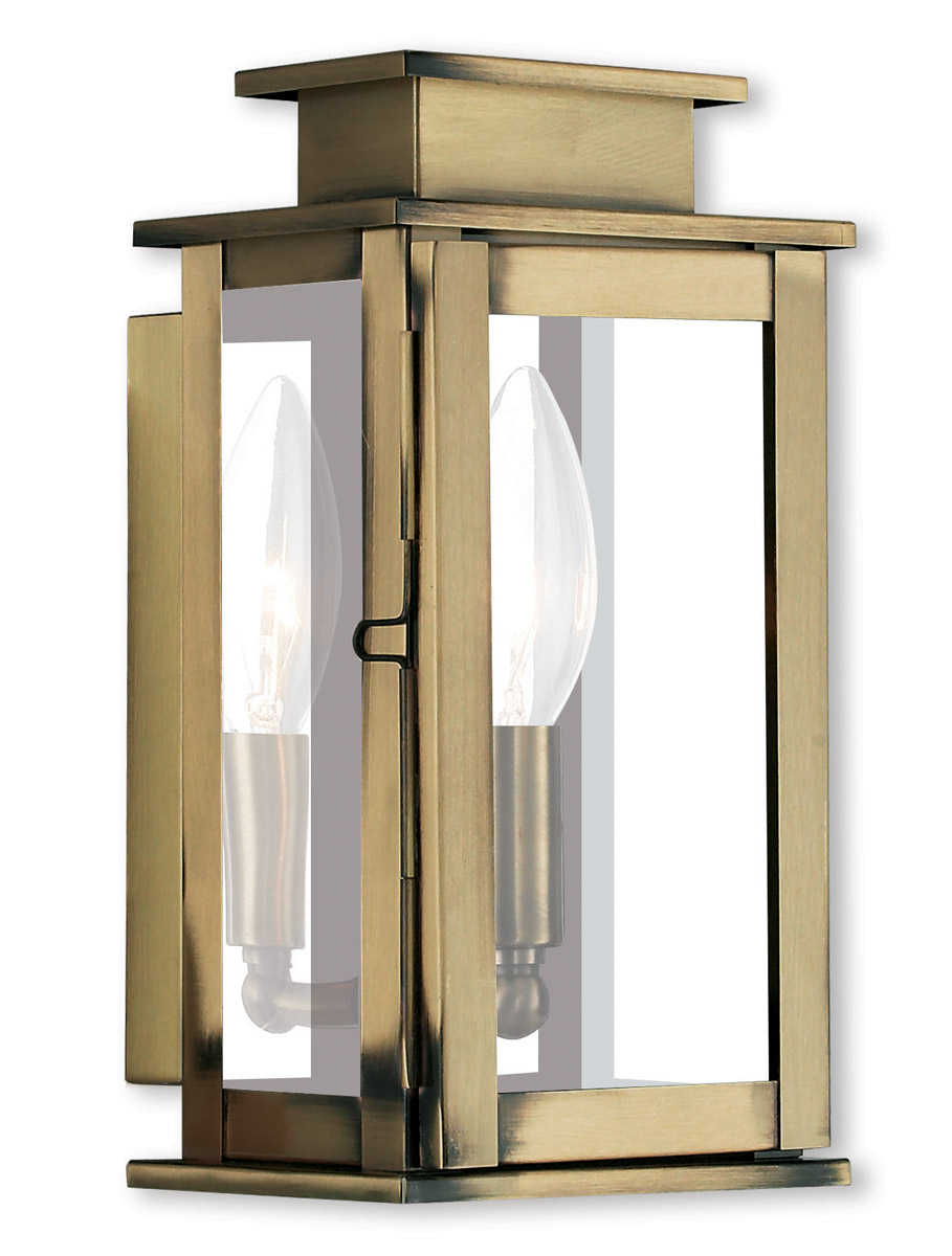 Princeton 1 Light 9 inch Antique Brass Outdoor Wall Lantern