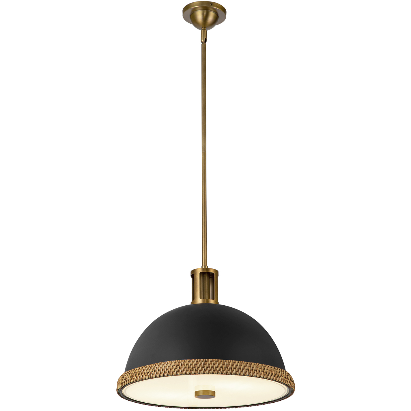 Doral 2 Light 16.38 inch Matte Black/Vintage Brass Pendant Ceiling Light in Matte Black and Vintage Brass
