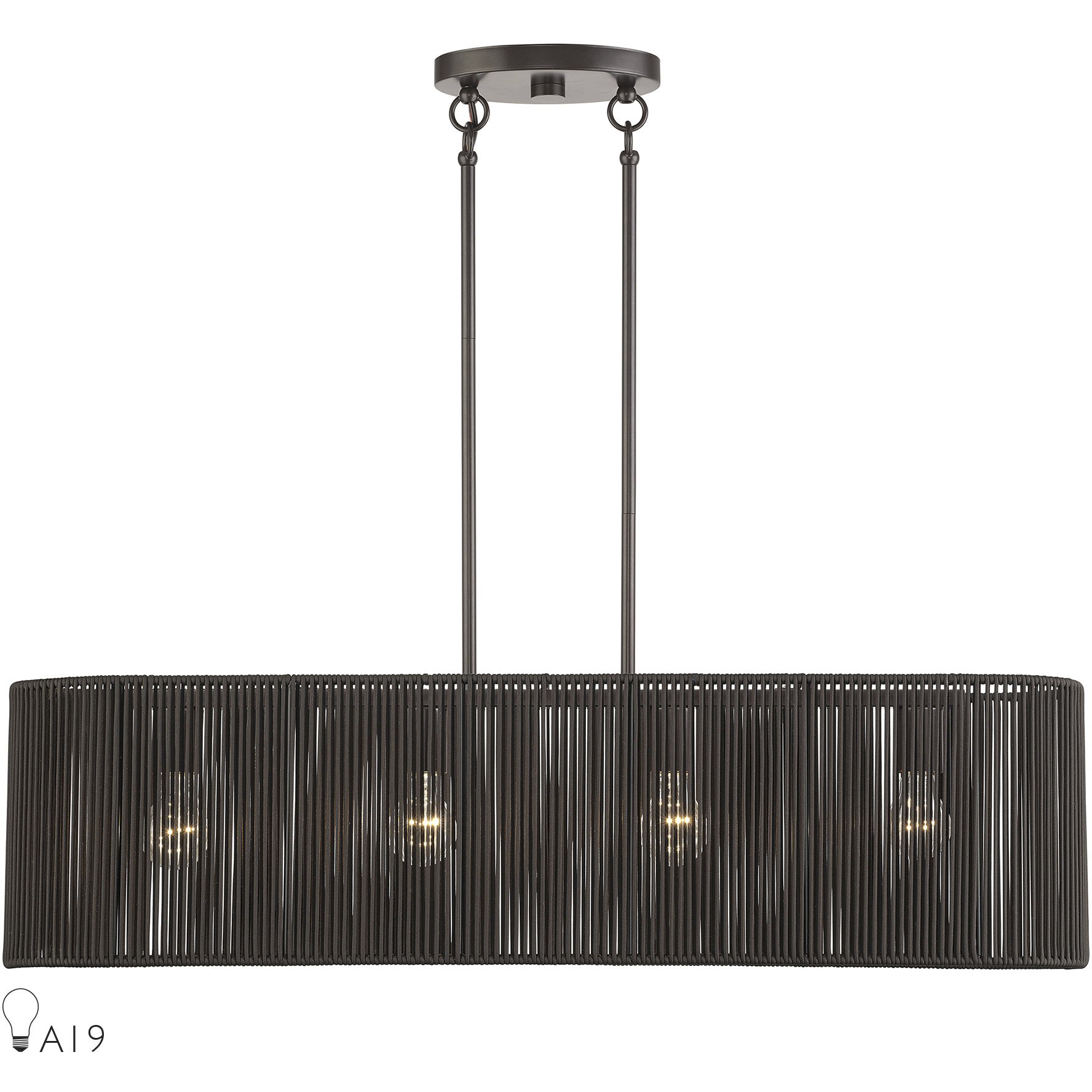 Acordia 4 Light 36 inch English Bronze Linear Chandelier Ceiling Light, Large