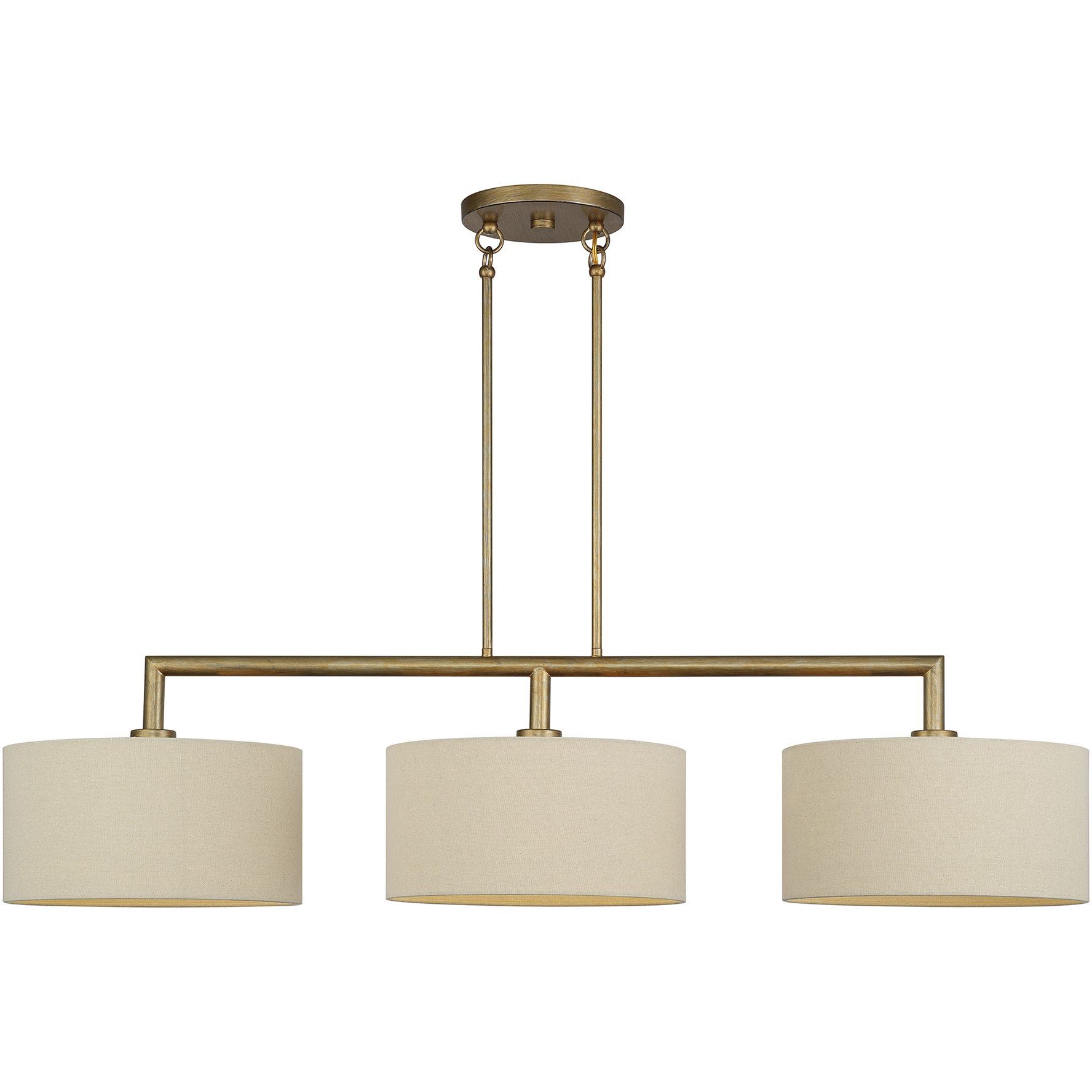 Bellingham 3 Light 51 inch Antique Gold Leaf Linear Chandelier Ceiling Light, Extra Large