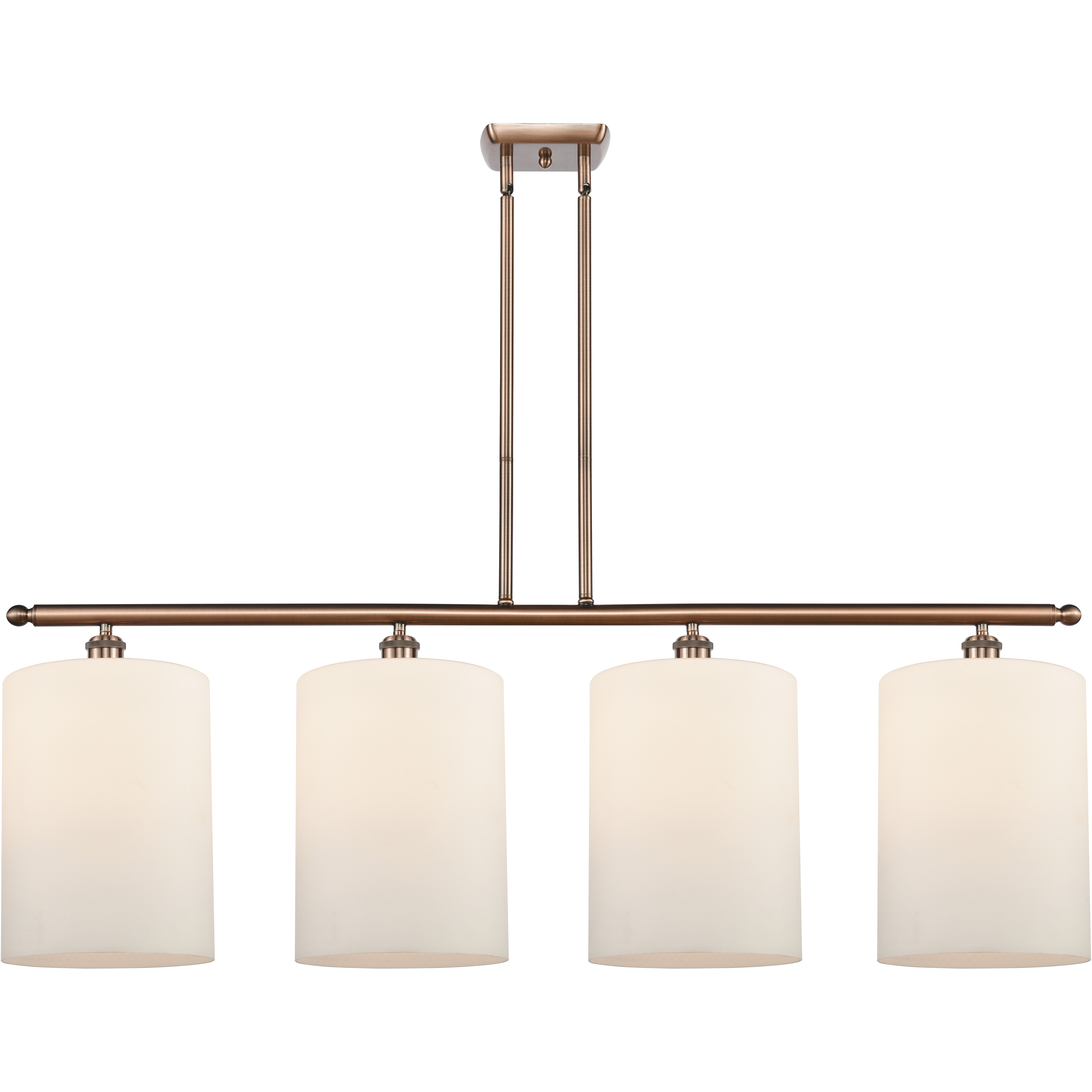 Ballston Cobbleskill 4 Light 48 inch Antique Copper Island Light Ceiling Light in Matte White Glass