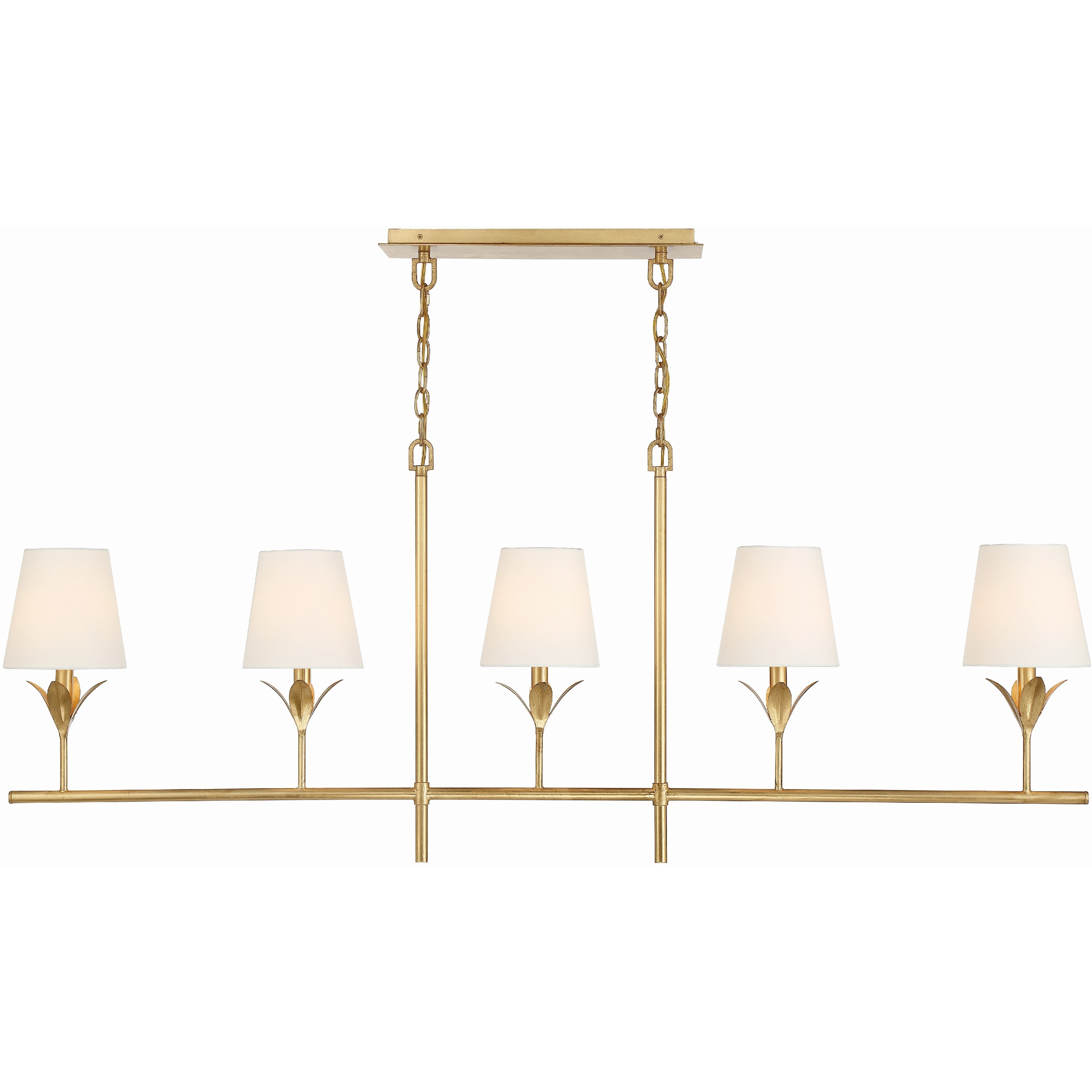 Broche 5 Light 53.5 inch Antique Gold Linear Chandelier Ceiling Light