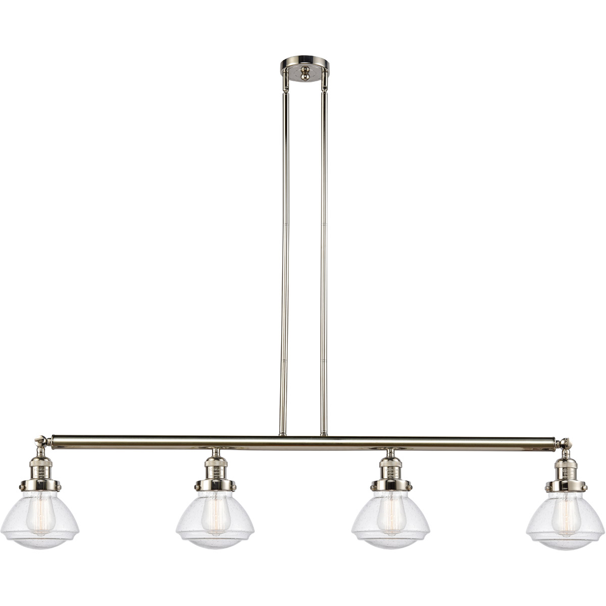 Franklin Restoration Olean 4 Light 51.38 inch Polished Nickel Island Light Ceiling Light in Seedy Glass, Franklin Restoration