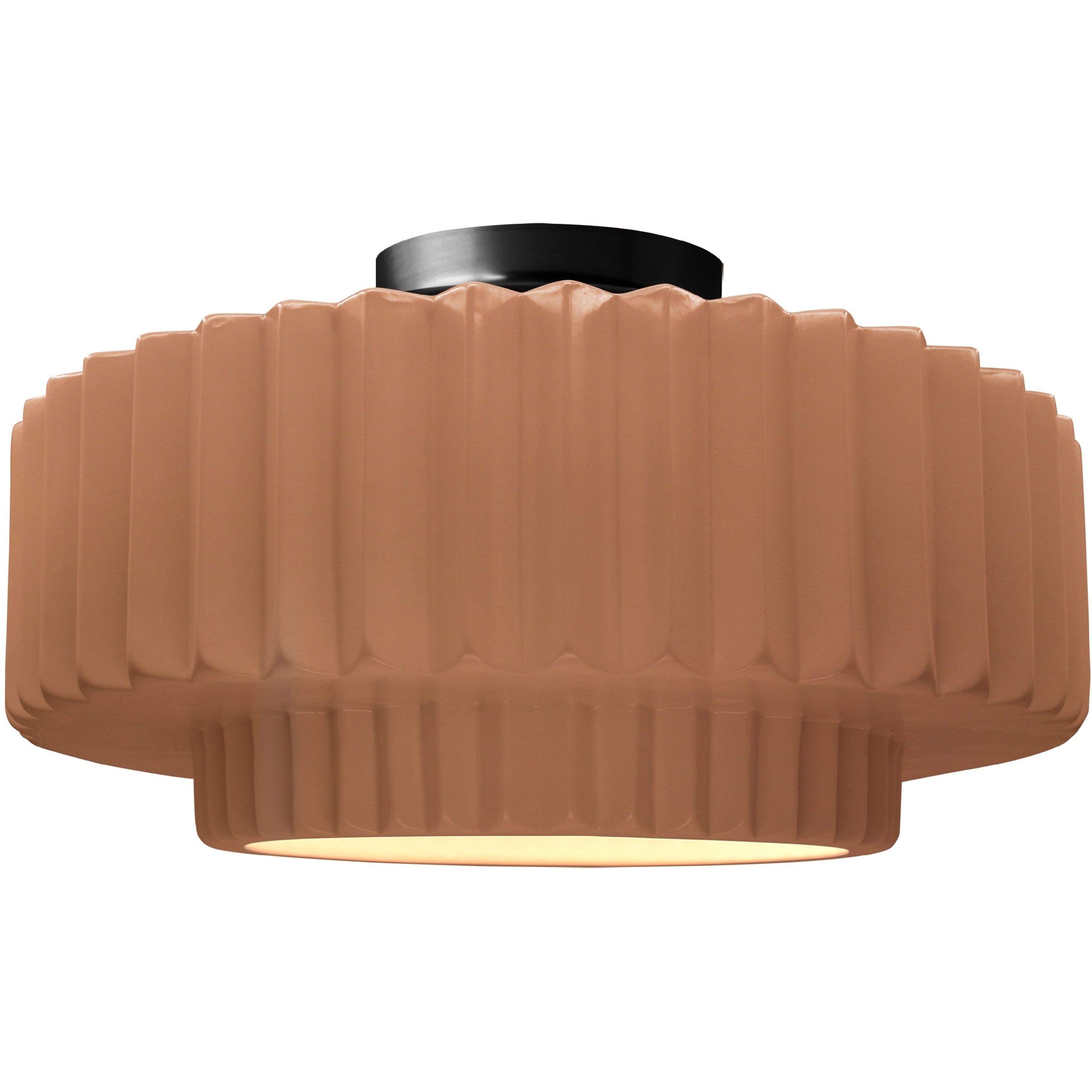 Radiance Collection - Pleated Tier LED 16.5 inch Adobe and Matte Black Semi-Flush Ceiling Light in Dedicated LED, 16.5W x 8H, Form+Finish+Function