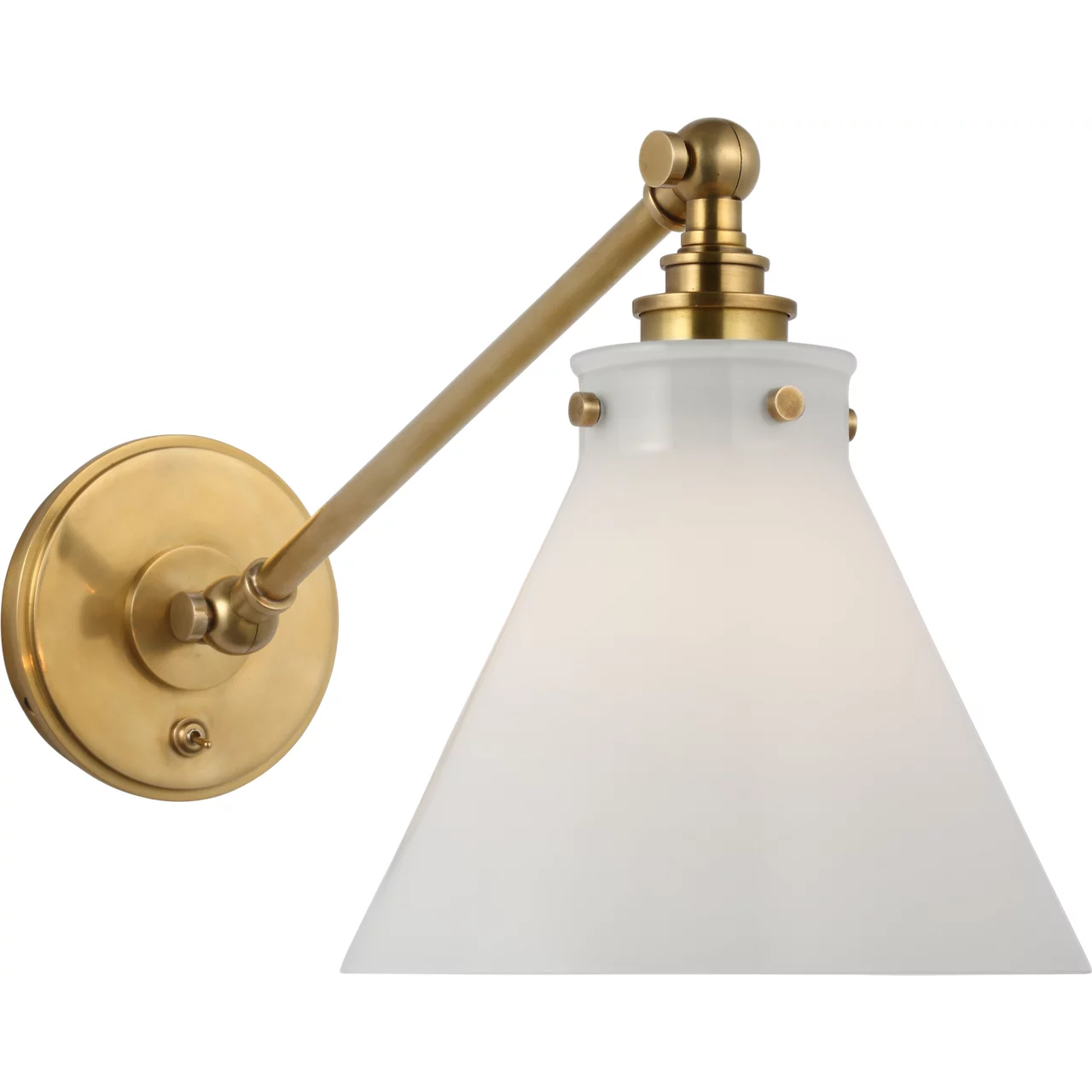 Chapman & Myers Parkington LED 8.5 inch Antique-Burnished Brass Single Library Wall Light in White Glass