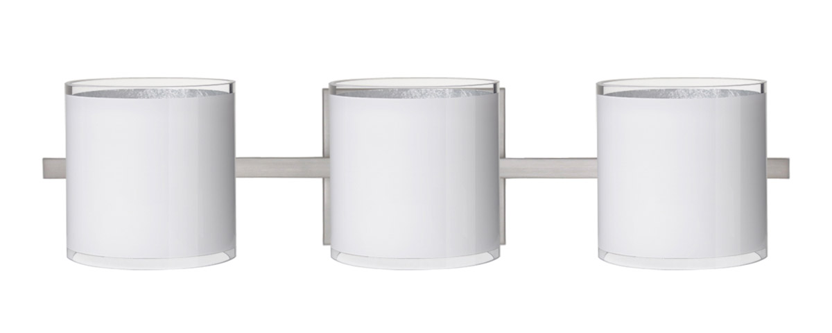 Pogo LED 23 inch Satin Nickel Vanity Lighting Wall Light in White/Inner Silver Foil Glass