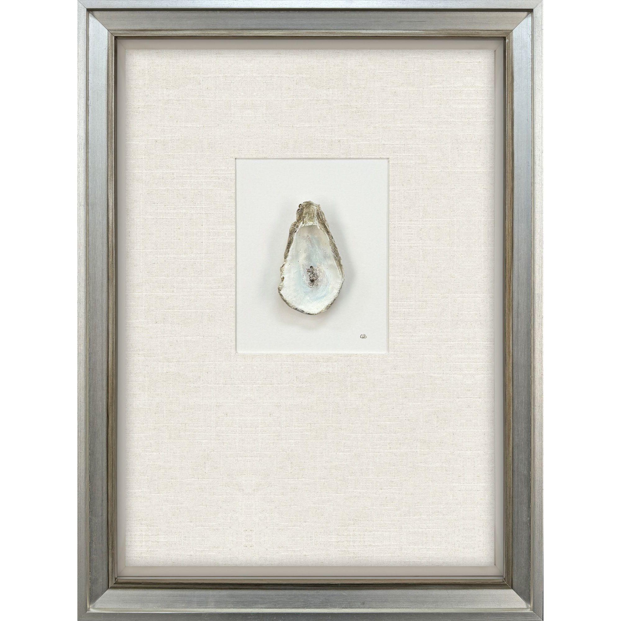 Oyster in Paradise Beige and Blue and Neutral and Turquoise Framed Art