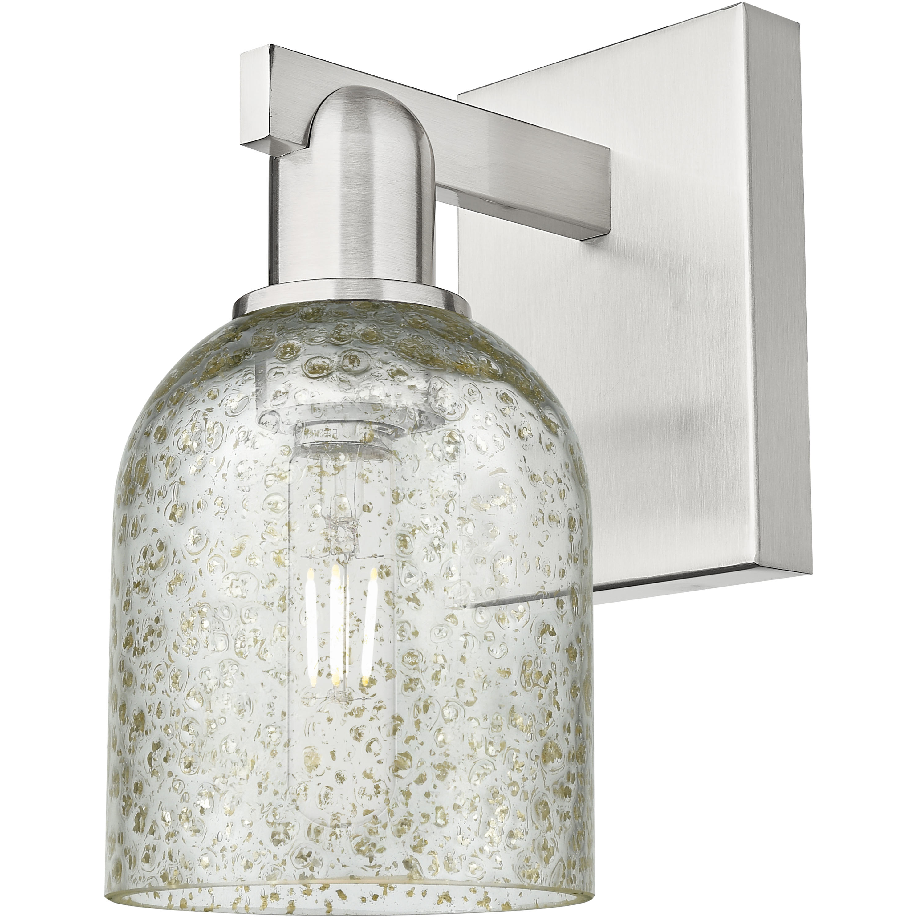 Arcadia Caledonia Armed Sconce Wall Light in Brushed Satin Nickel, Mica
