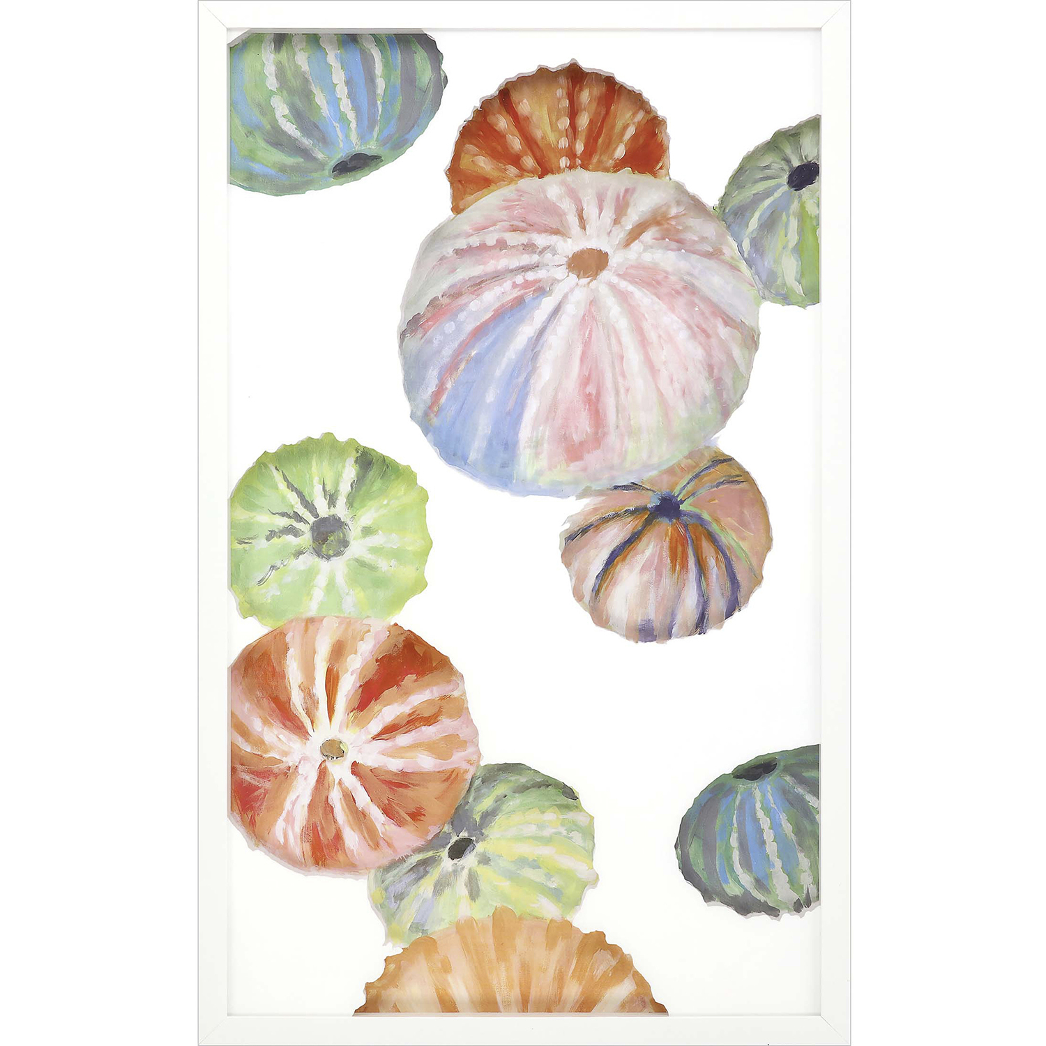 Sea Urchin Blue and Orange and Green and Multi Framed Art, The Studio