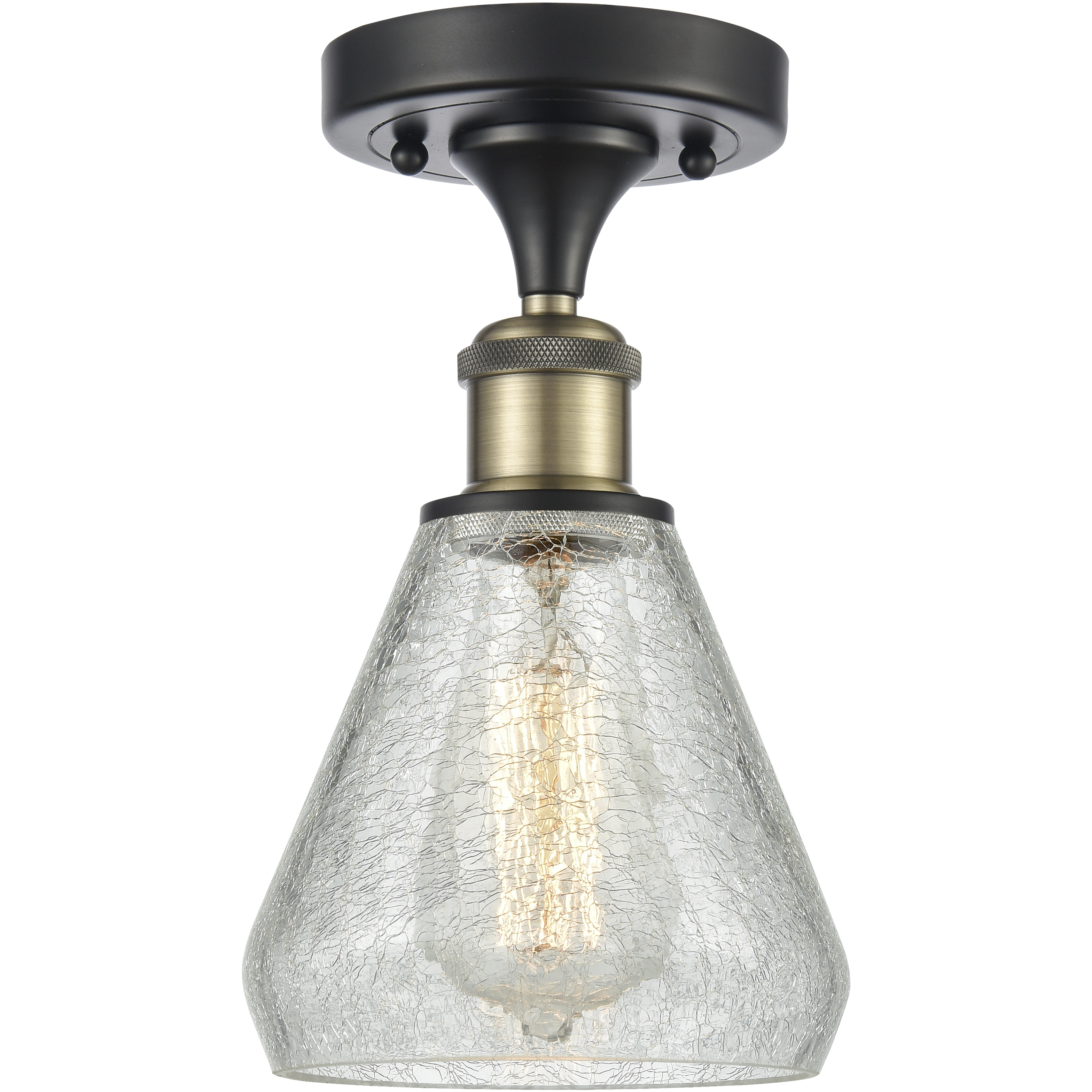 Conesus 1 Light 6 inch Black Antique Brass Flush Mount Ceiling Light
