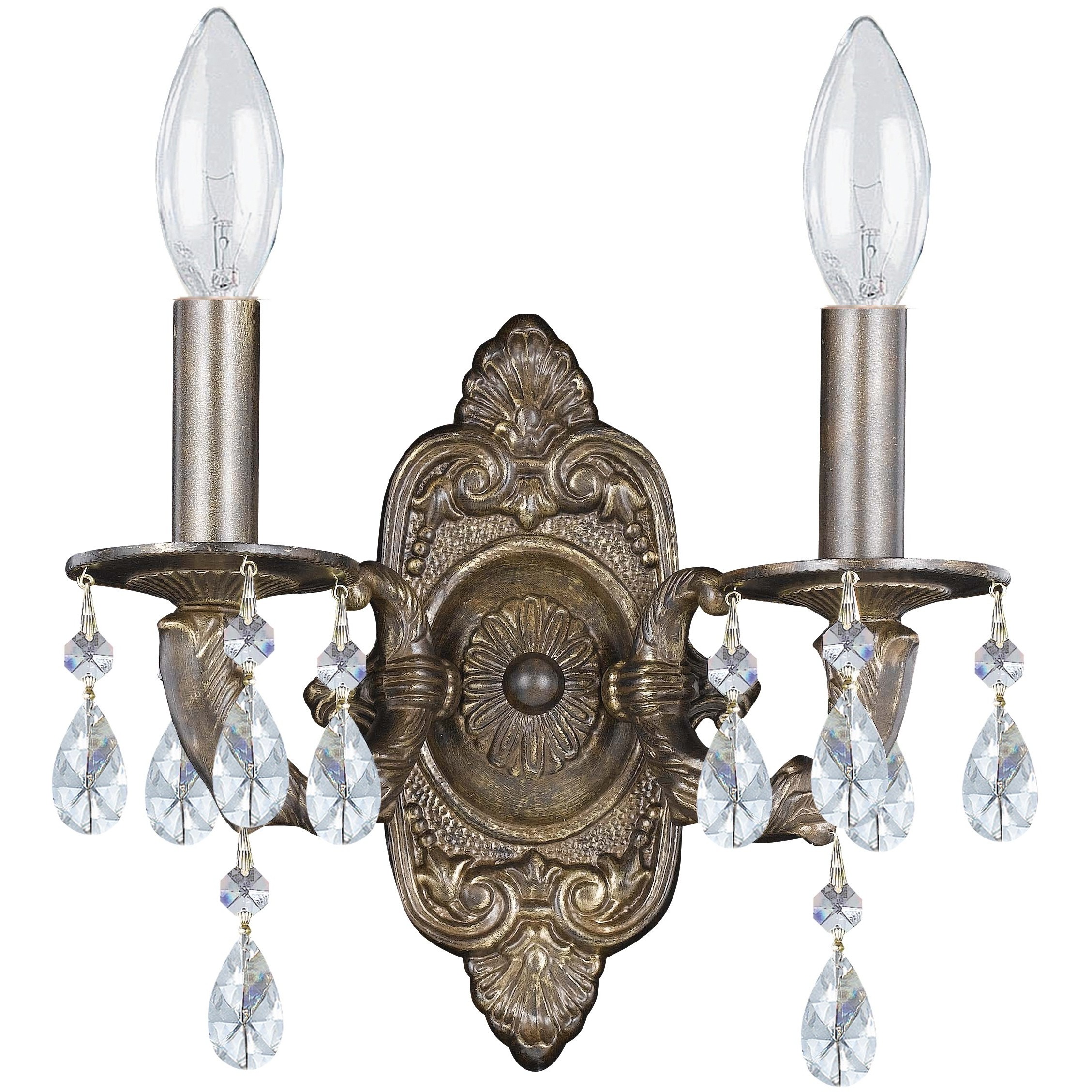 Paris Market Sconce Wall Light in Clear Hand Cut, Venetian Bronze