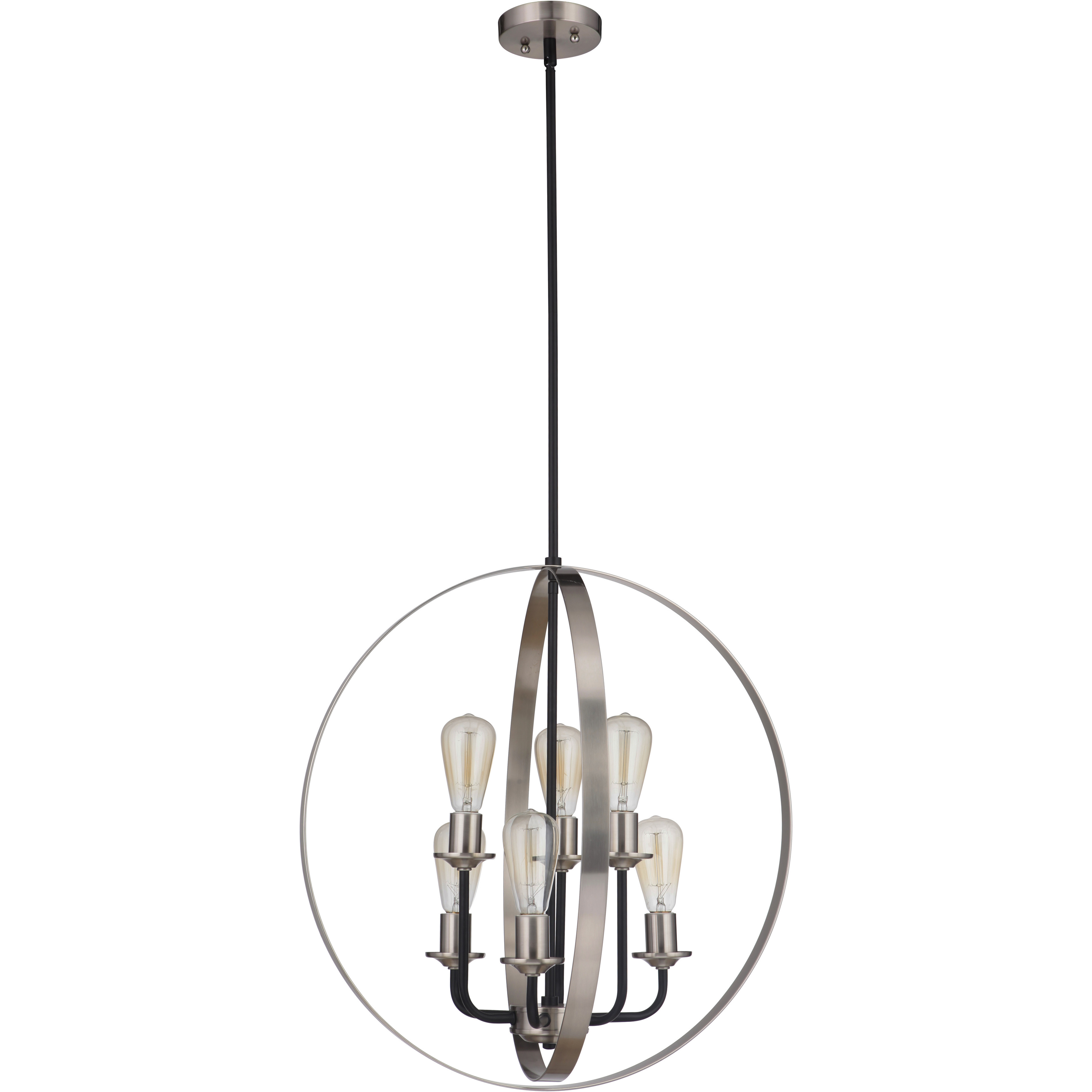 Neighborhood Randolph 6 Light 24 inch Flat Black/Brushed Polished Nickel Foyer Light Ceiling Light, Neighborhood Collection