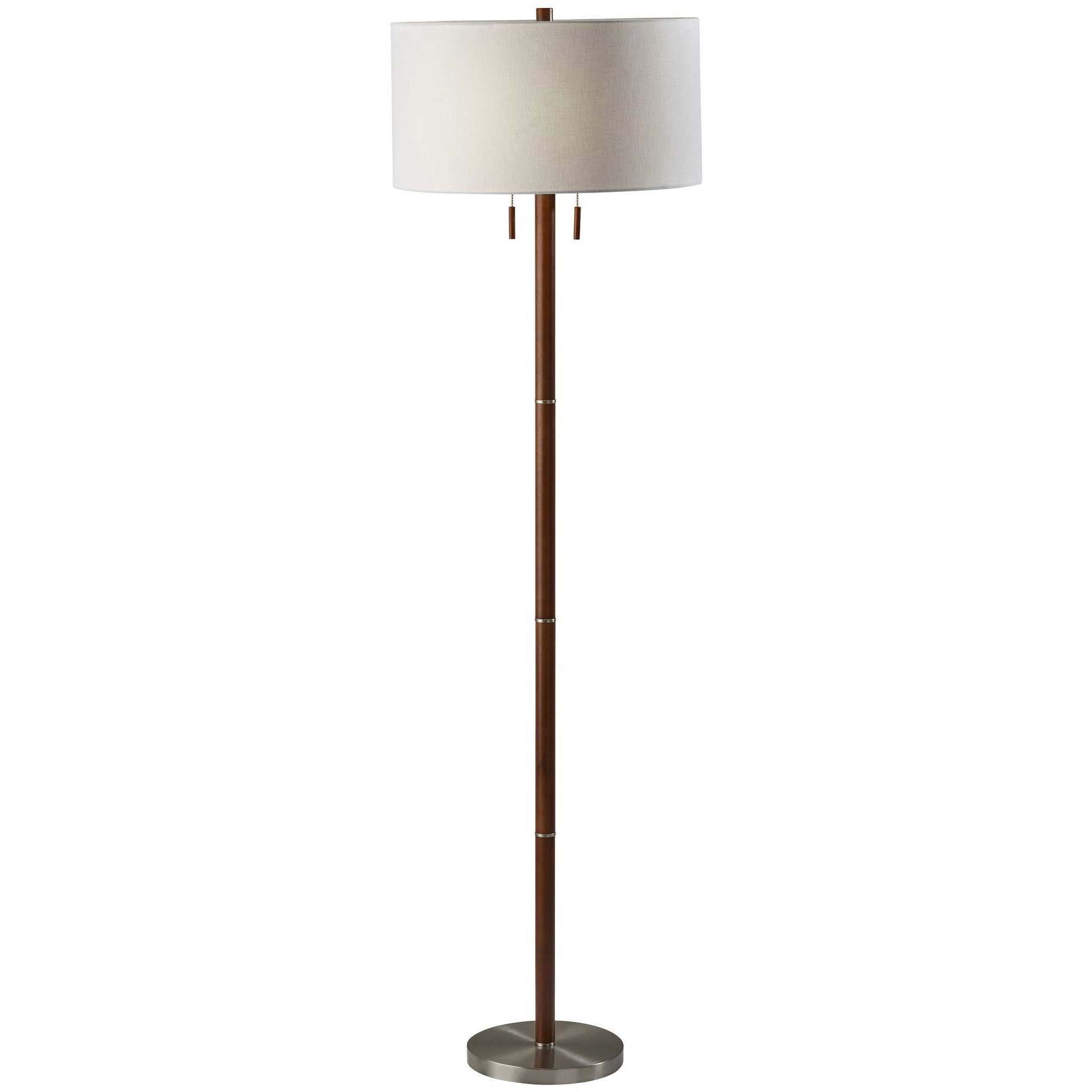 Madeline 66 inch 150.00 watt Walnut Rubberwood and Brushed Steel Floor Lamp Portable Light