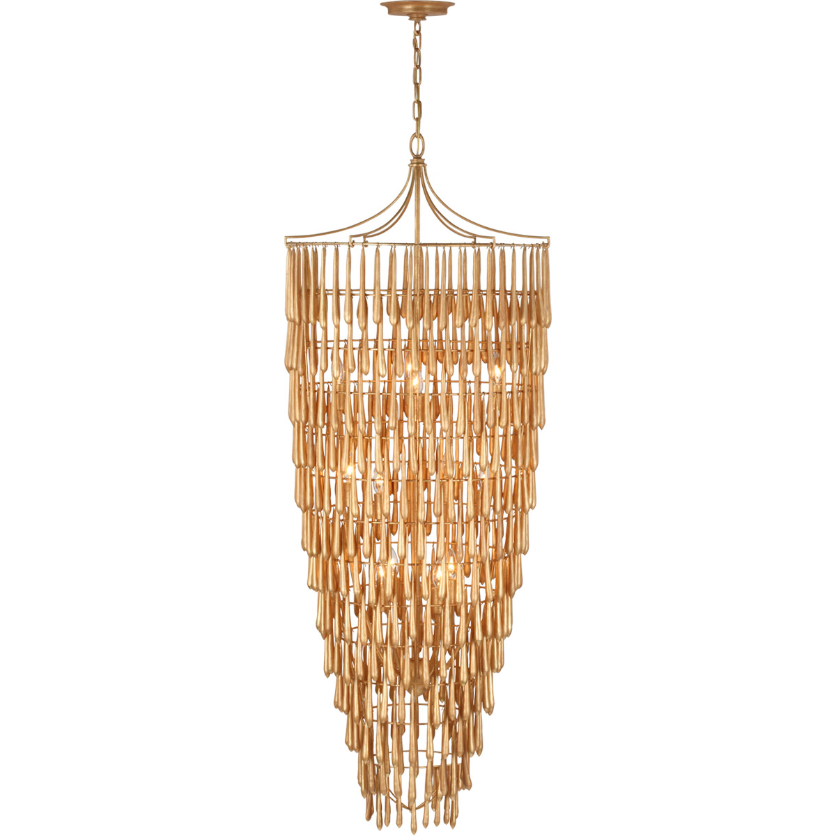 Julie Neill Vacarro LED 25 inch Antique Gold Leaf Cascading Chandelier Ceiling Light