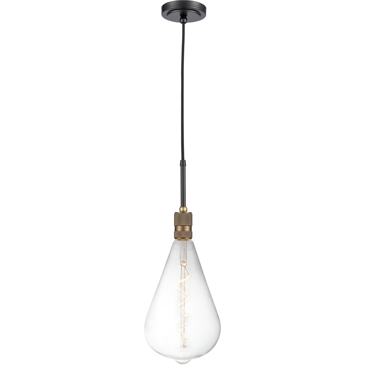 Restoration Ellis LED 7 inch Black Antique Brass Mini Pendant Ceiling Light