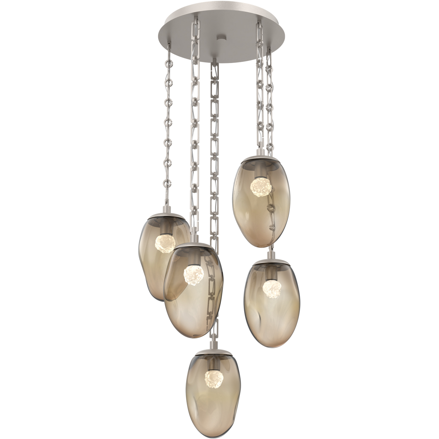 Meteo LED 22 inch Beige Silver Multi-Pendant Ceiling Light in 3000K LED, Bronze, Rectangular Chain