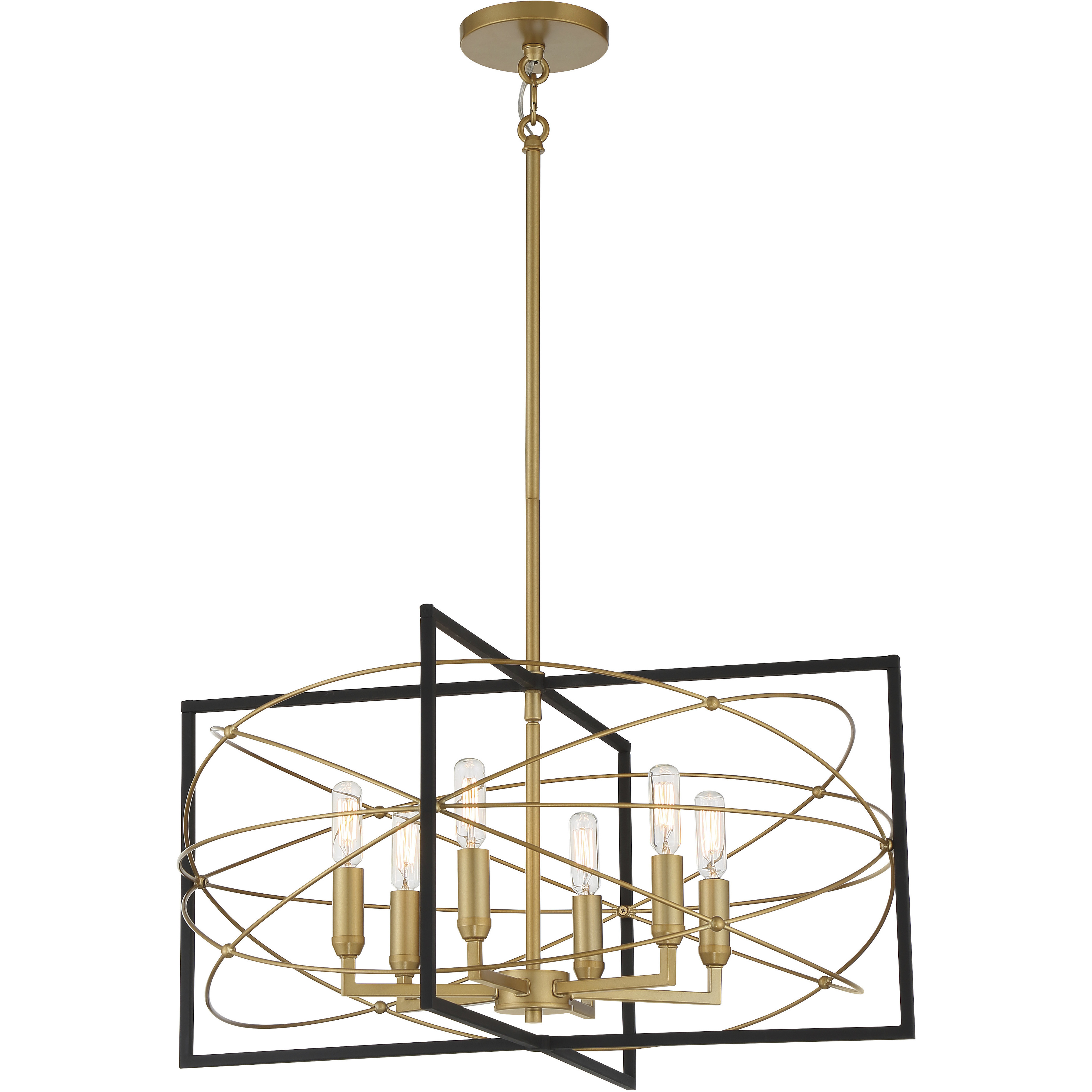 Titans Trace 6 Light 24 inch Sand Coal/Painted Honey Gold Pendant Ceiling Light