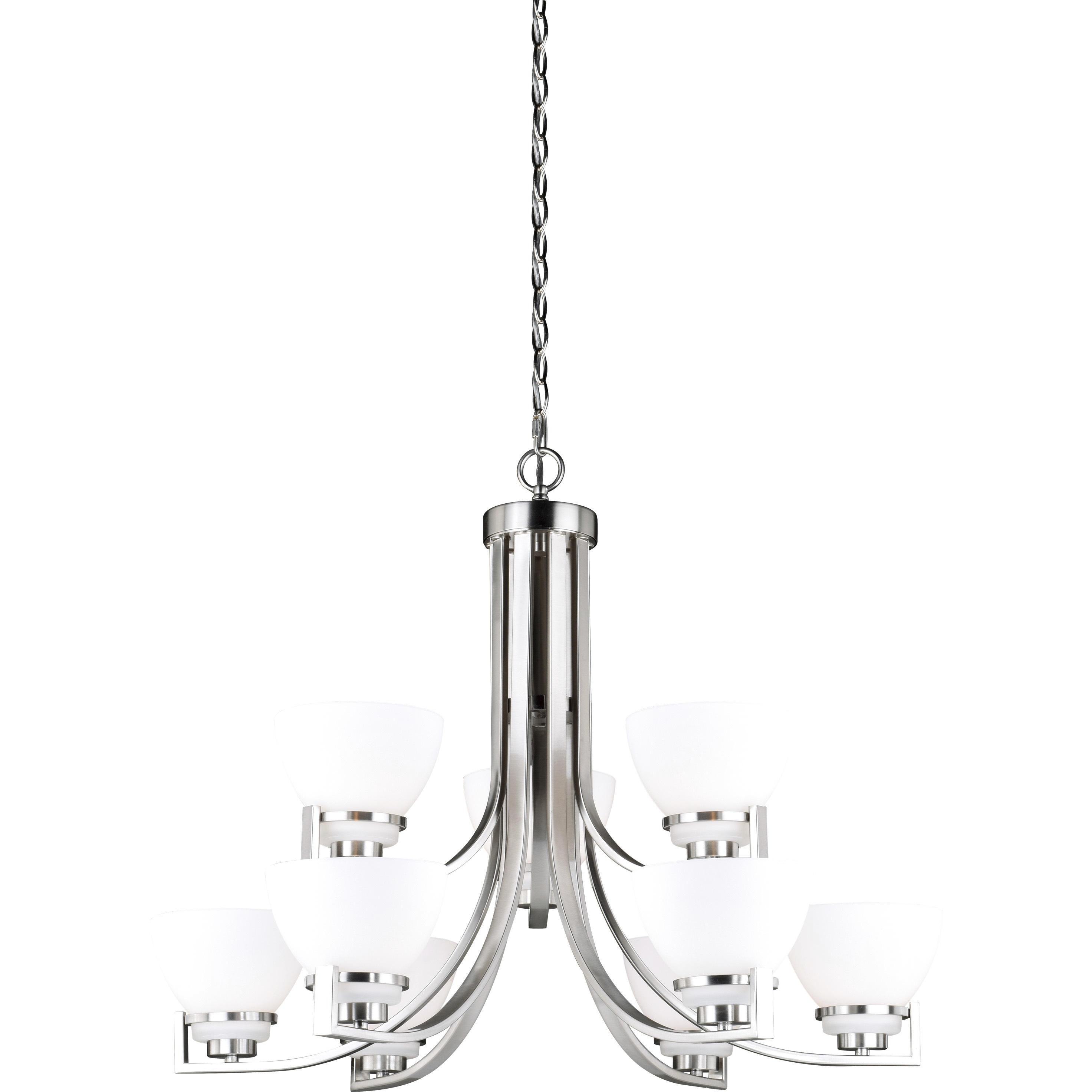 Metropolis LED 32 inch Satin Nickel Chandelier Ceiling Light