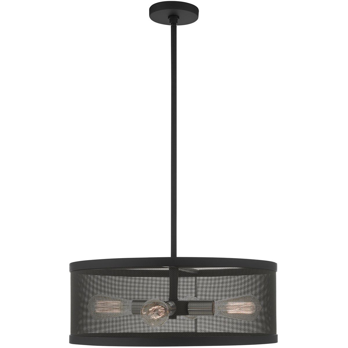 Industro 4 Light 20 inch Black with Brushed Nickel Accents Pendant Chandelier Ceiling Light