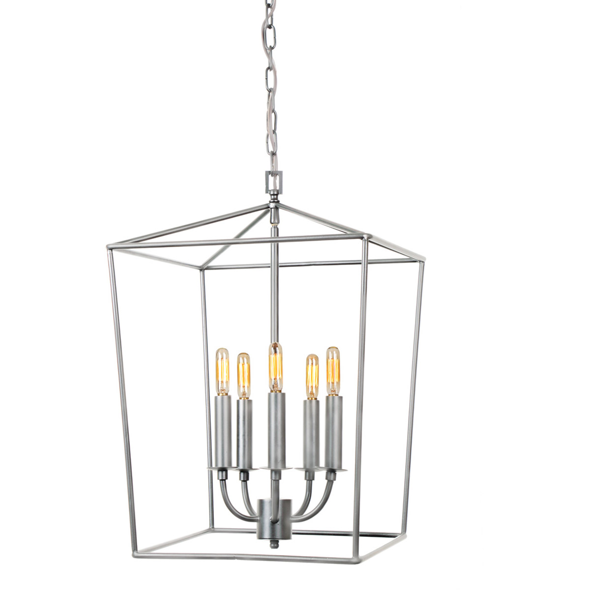 Austin 5 Light 15 inch Aged Silver Foyer Lantern Ceiling Light