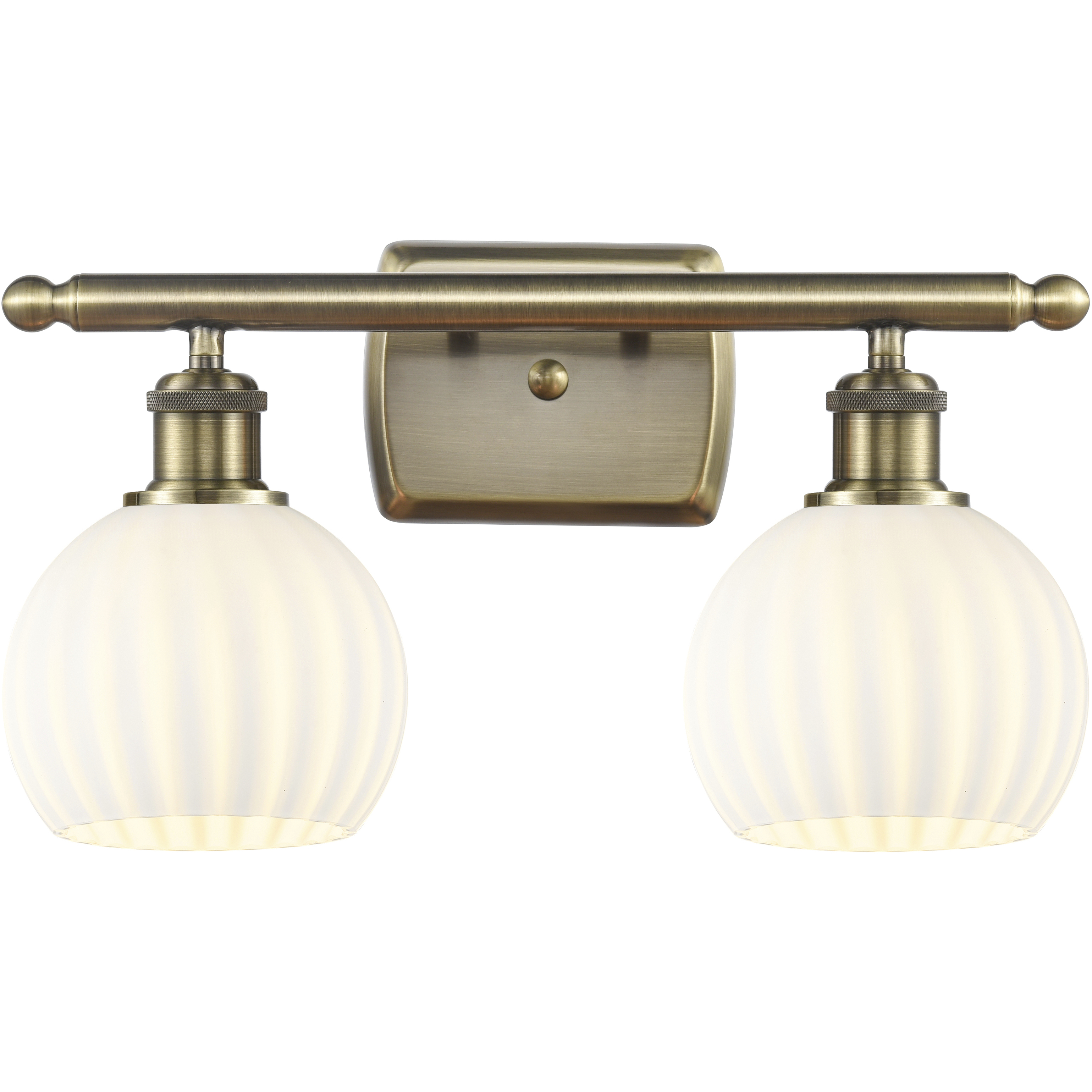 Ballston White Venetian 2 Light 16 inch Antique Brass Bath Vanity Light Wall Light