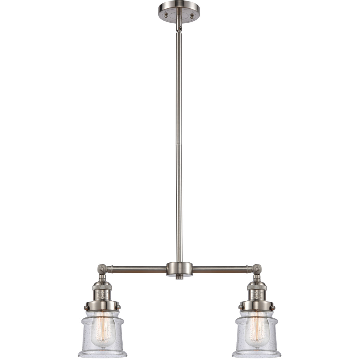 Franklin Restoration Small Canton 2 Light 21 inch Brushed Satin Nickel Island Light Ceiling Light in Seedy Glass, Franklin Restoration