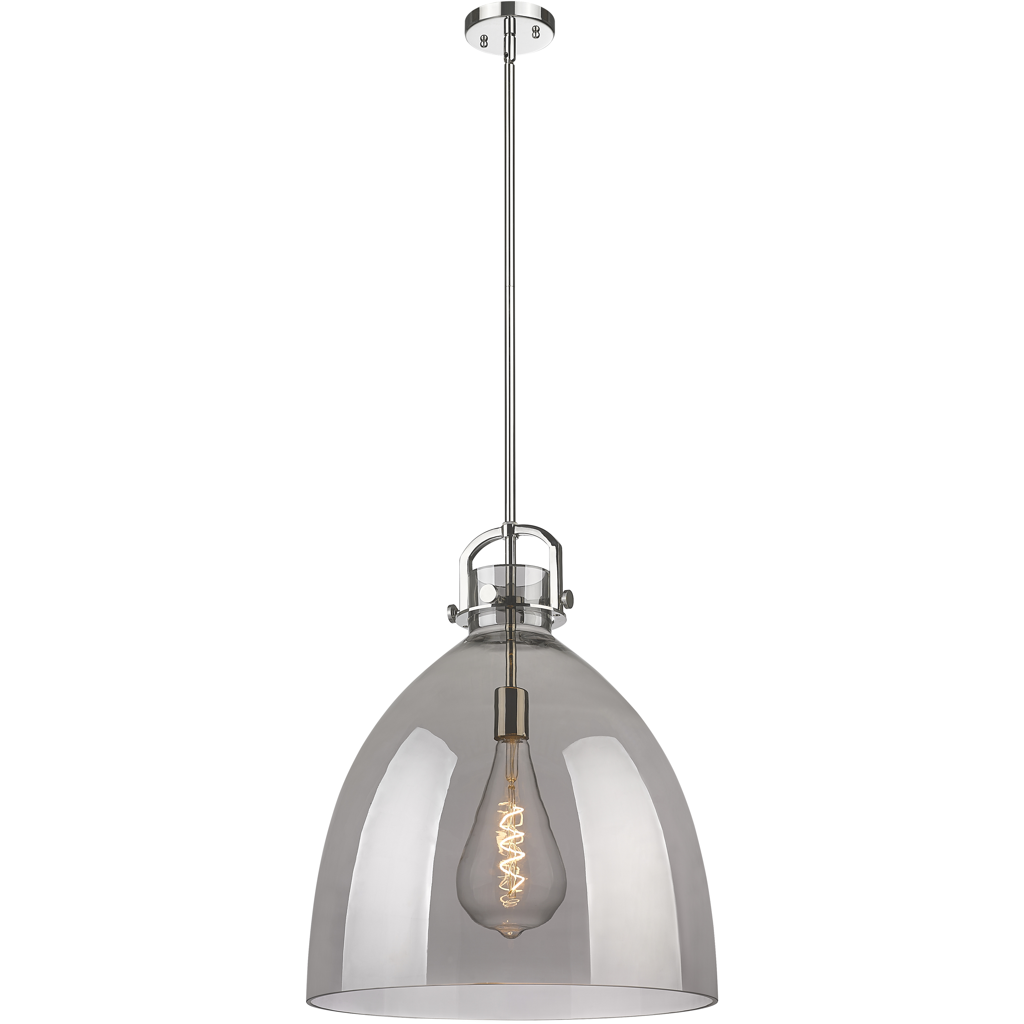 Newton Bell 1 Light 18 inch Polished Nickel Pendant Ceiling Light in Light Smoke Glass