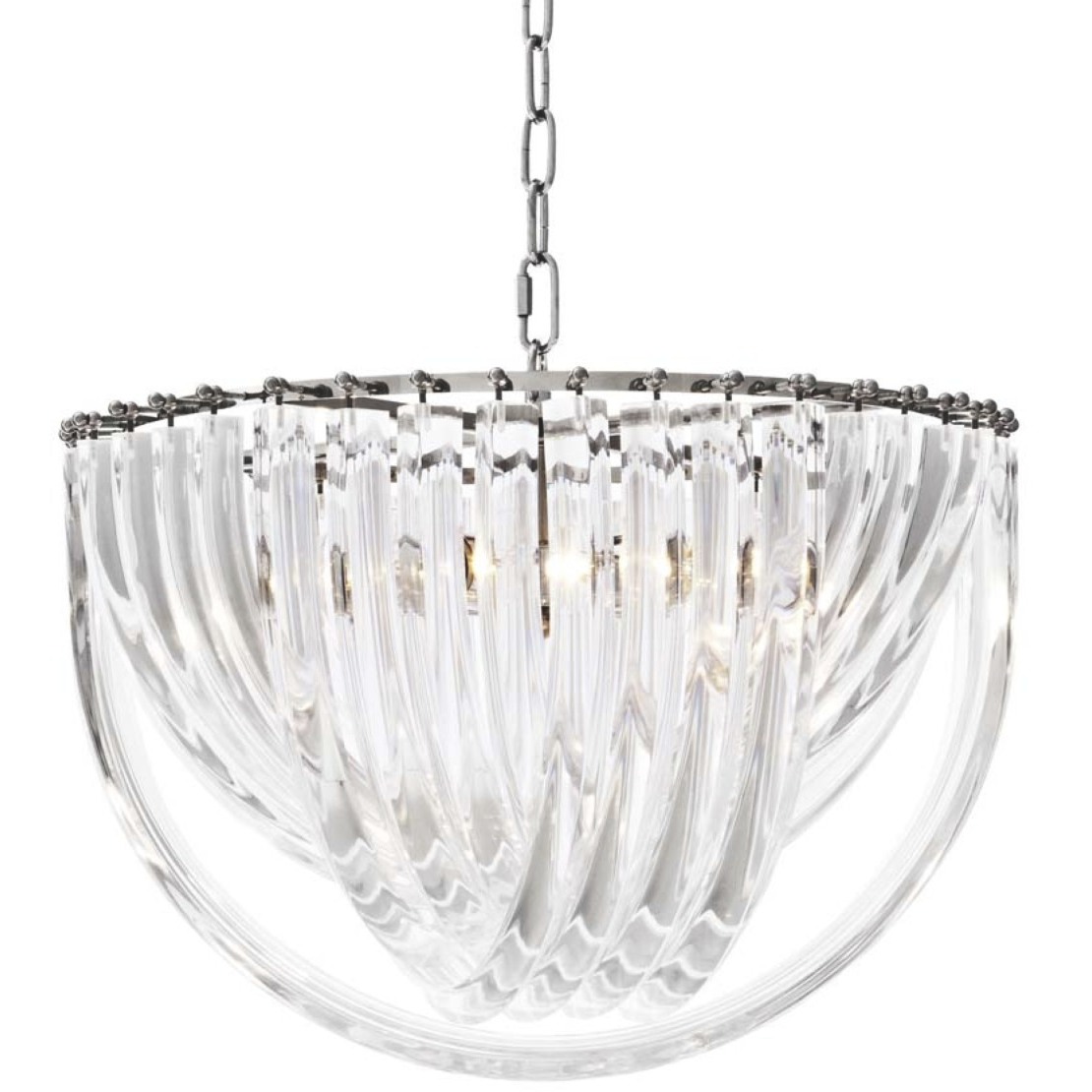 Murano 4 Light 19.69 inch Clear Acrylic and Nickel Chandelier Ceiling Light