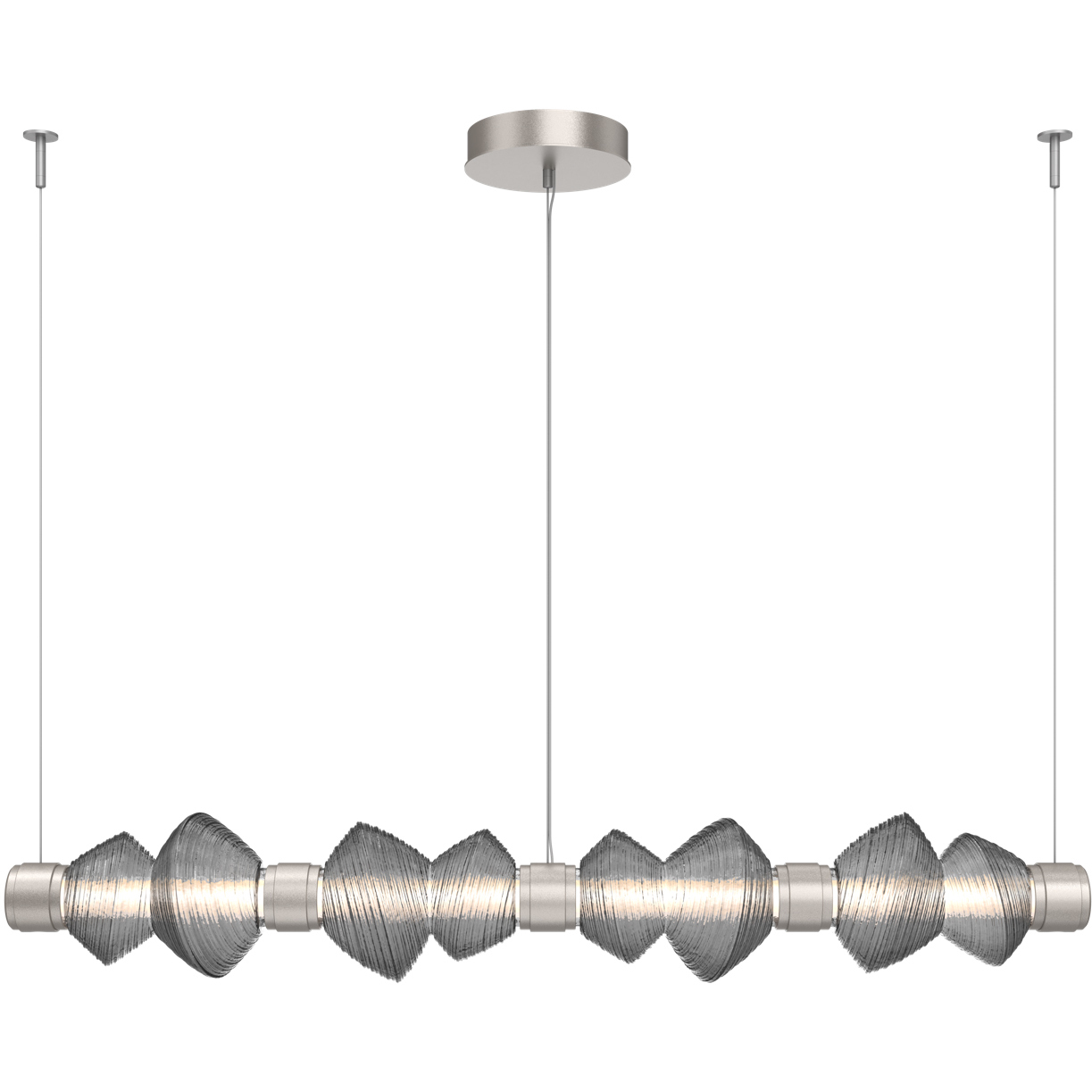 Mesa LED 53.3 inch Metallic Beige Silver Linear Chandelier Ceiling Light in Smoke, Mandrel