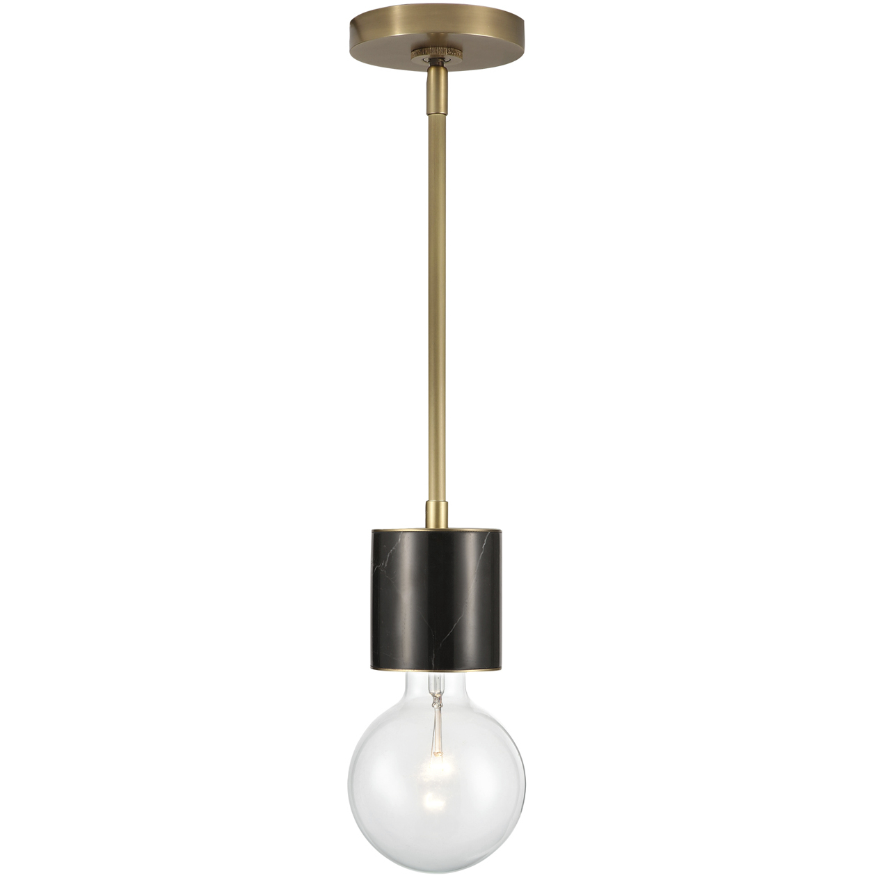 Rocco 1 Light 3.63 inch Black Marble/Vintage Brass Mini Pendant Ceiling Light in Vintage Brass / Black Marble