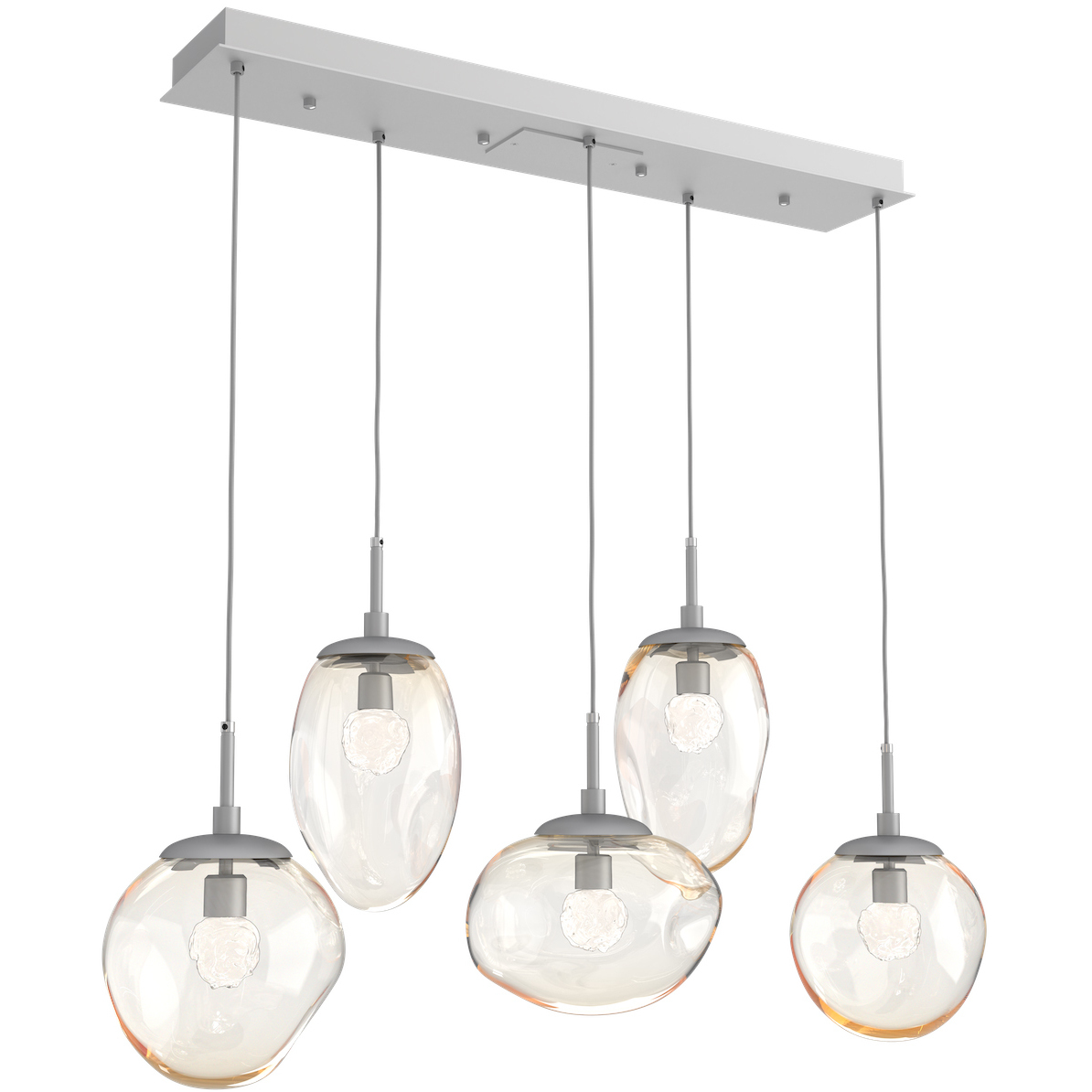 Cosmos LED LED Classic Silver Linear Pendant Ceiling Light in 2700K LED, Floret Inner - Amber Outer, Multi-Pendant