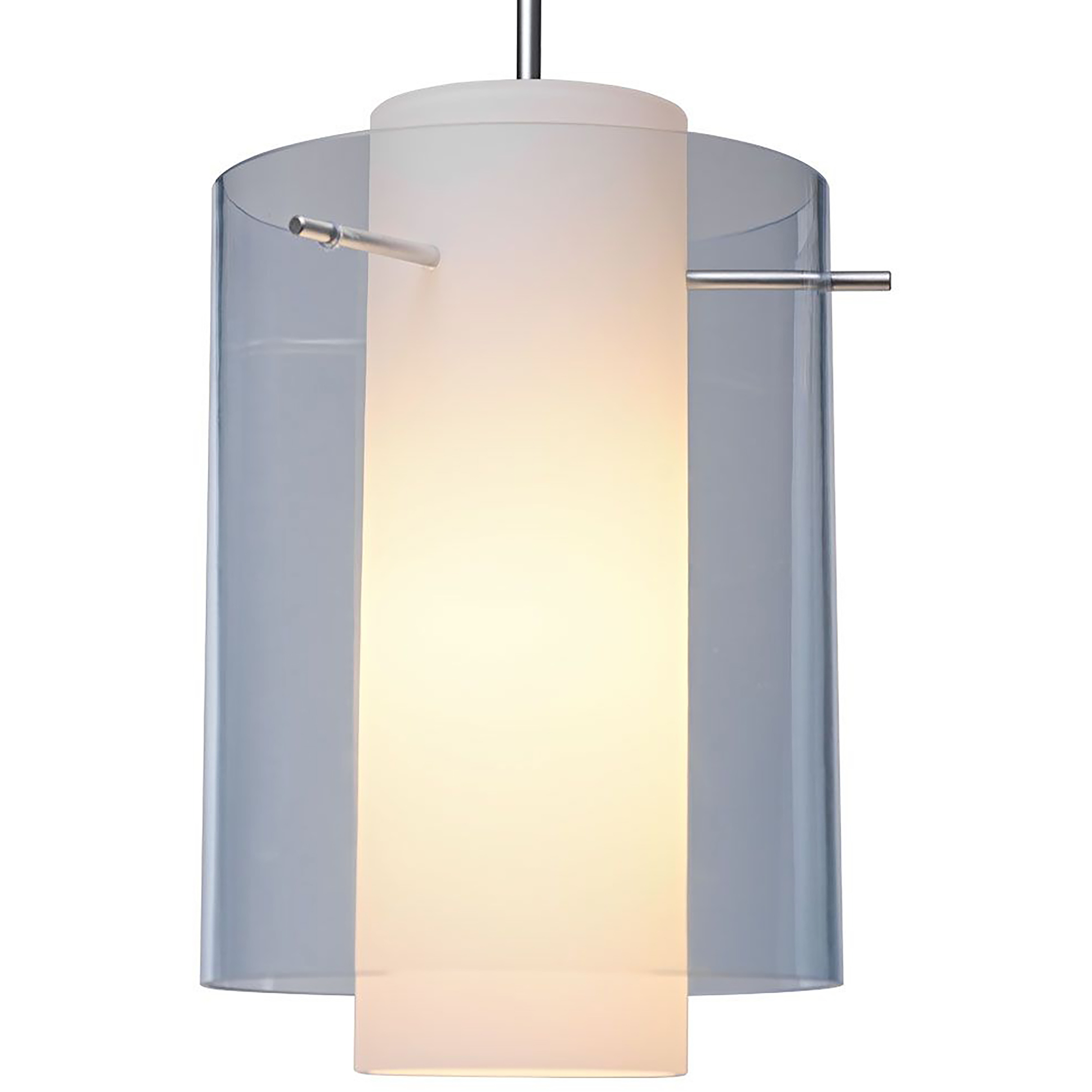 Rome LED 7.88 inch Matte Chrome Pendant Ceiling Light in Aqua Outer/Matte White Inner Glass