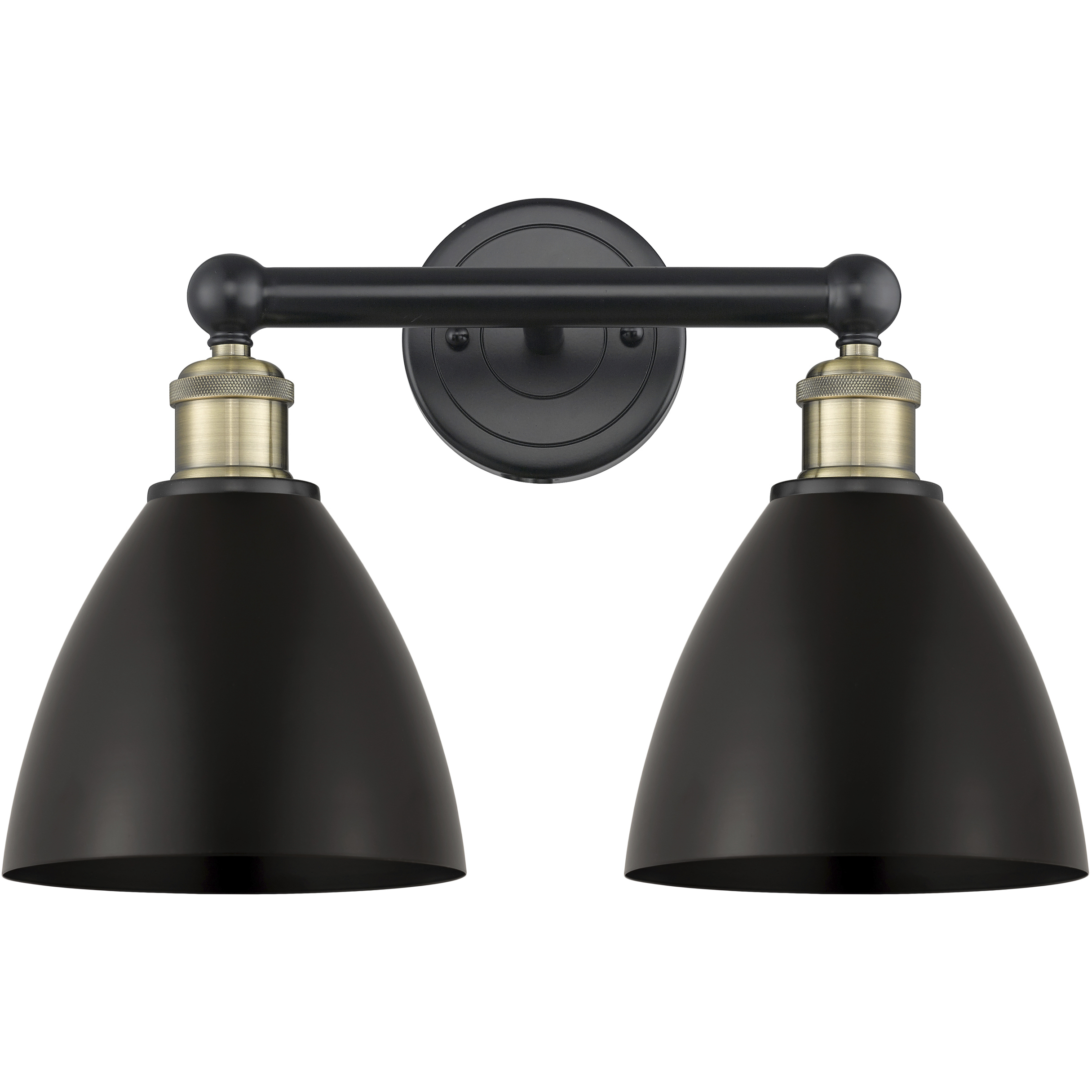 Metal Bristol 2 Light 16.5 inch Black Antique Brass Bath Vanity Light Wall Light in Matte Black, Dome