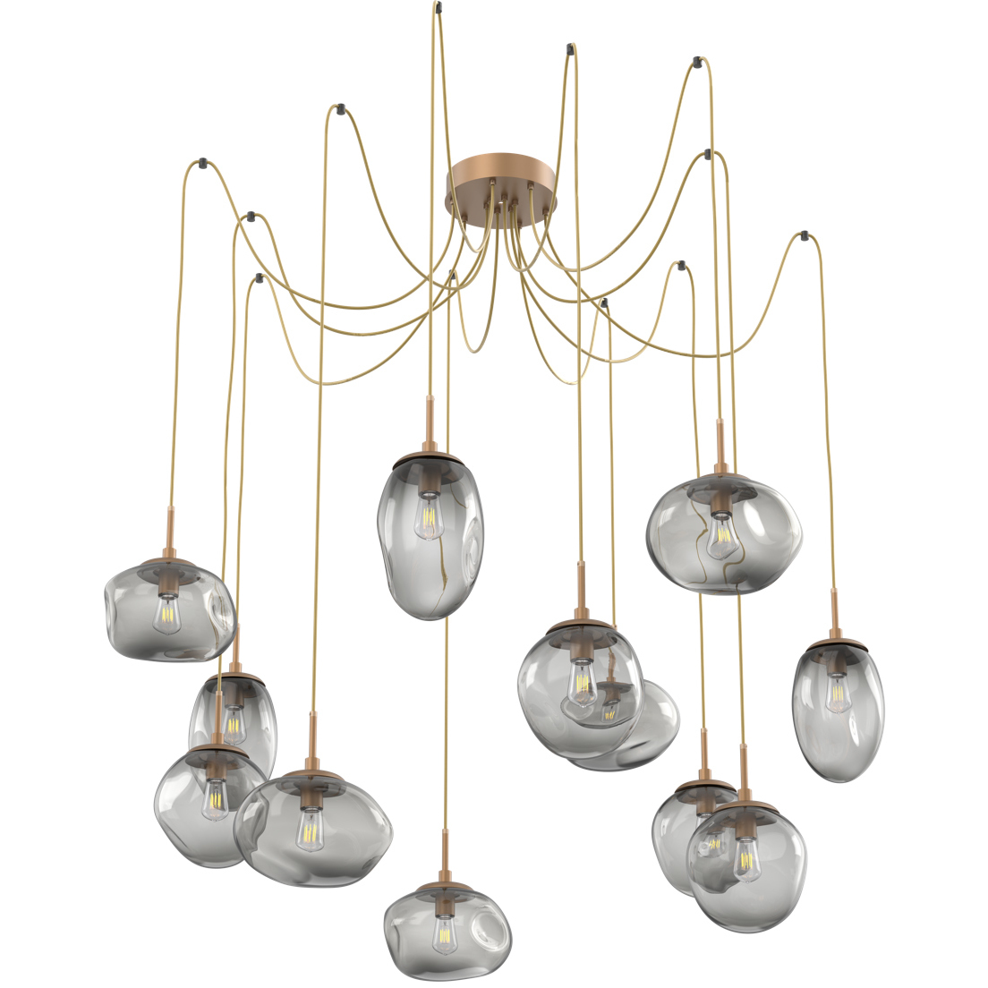 Cosmos 12 Light 17 inch Novel Brass Swag Multi-Pendant Ceiling Light in Smoke