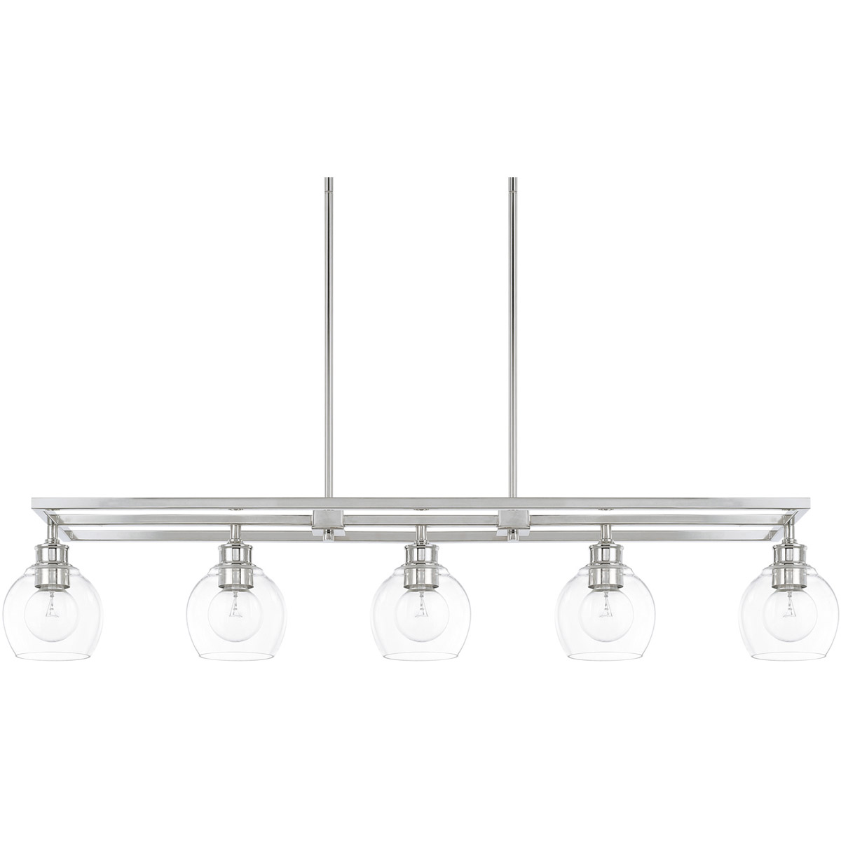 Mid Century 5 Light 47 inch Polished Nickel Island Ceiling Light