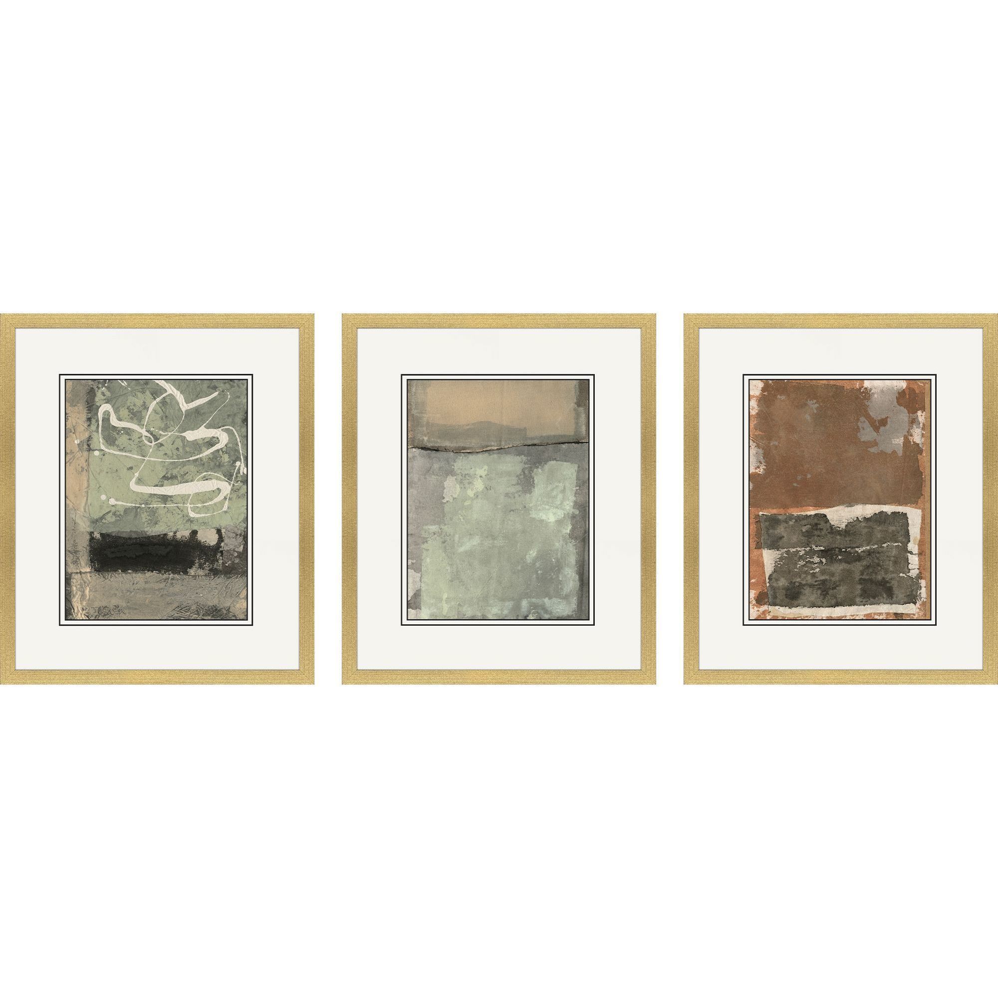 Textural Echo Multi and Black and Brown and Green Framed Art