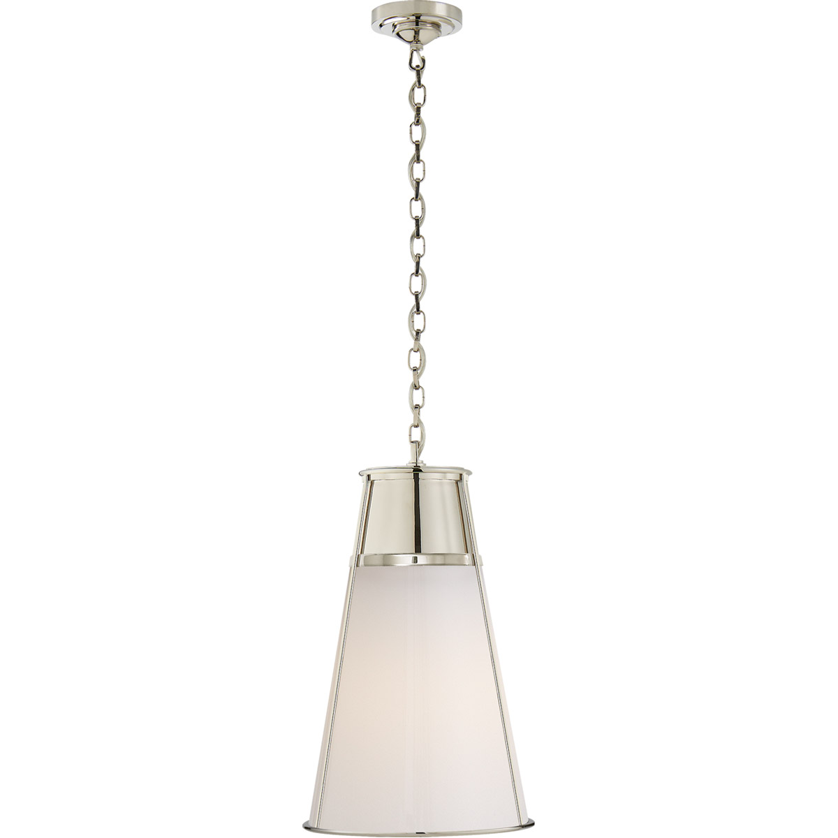 Thomas O'Brien Robinson 1 Light 11.75 inch Polished Nickel Pendant Ceiling Light in White Glass, Large