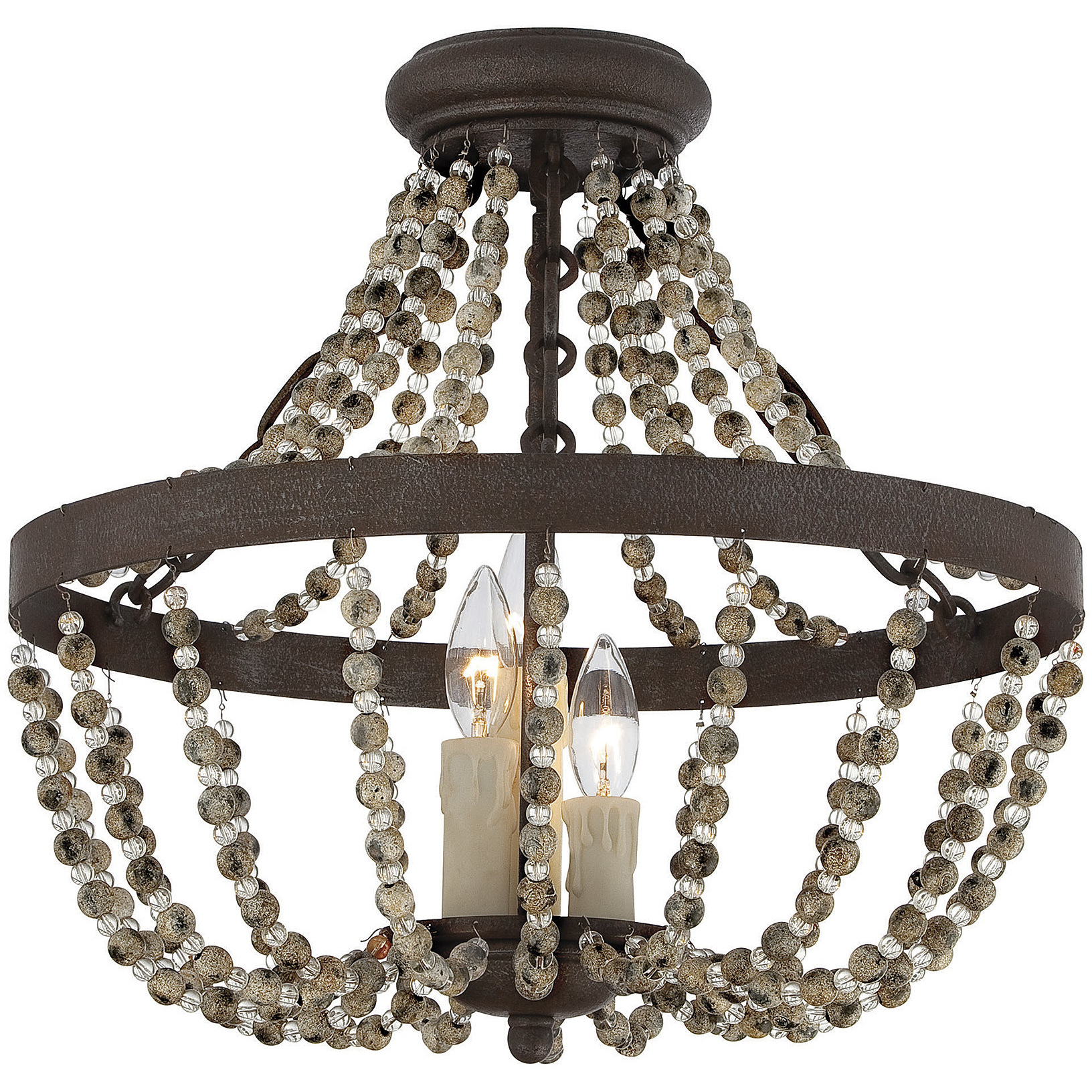 Menard 3 Light 18 inch Fossil Stone Convertible SemiFlush/Pendant Ceiling Light, Convertible