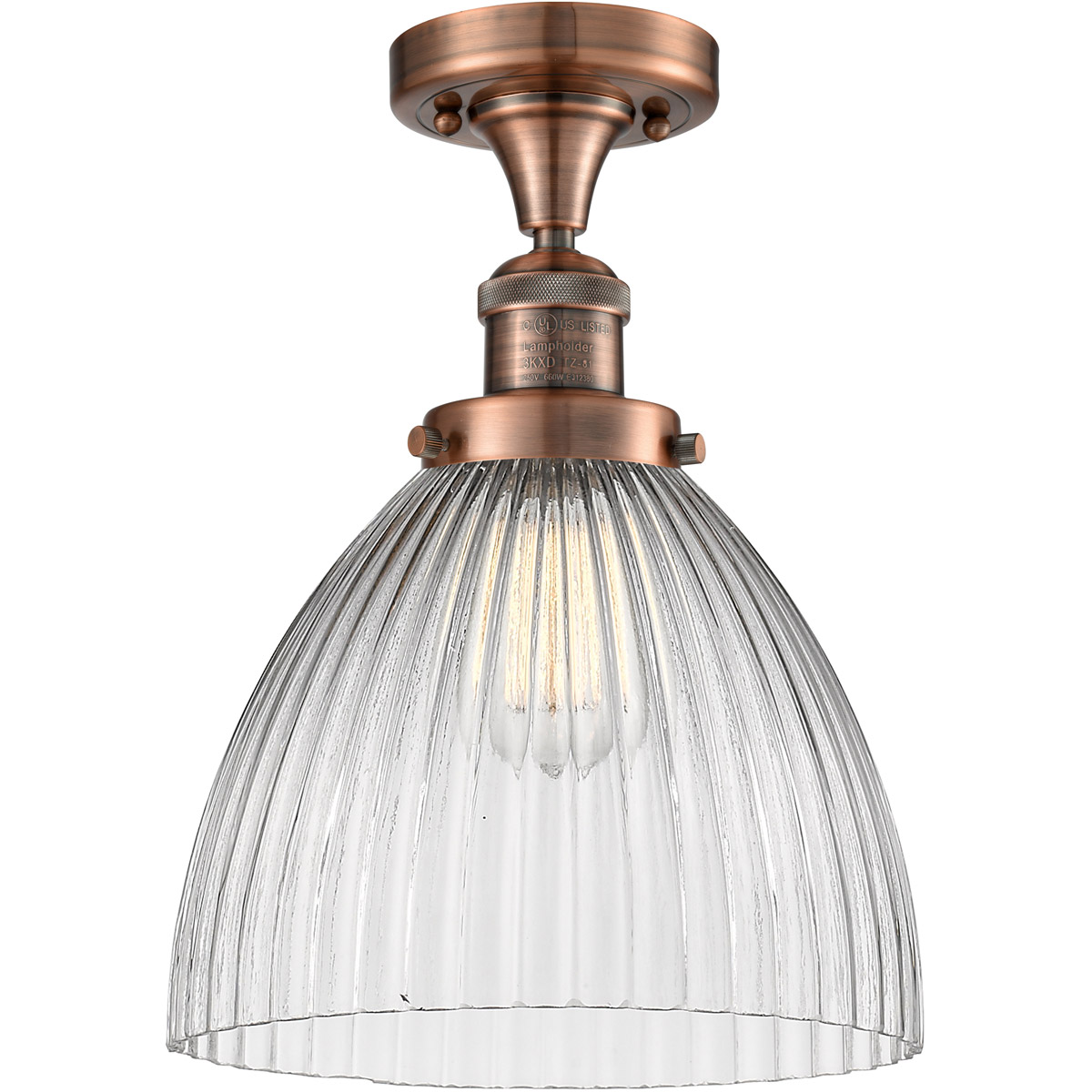 Franklin Restoration Seneca Falls LED 10 inch Antique Copper Semi-Flush Mount Ceiling Light, Franklin Restoration