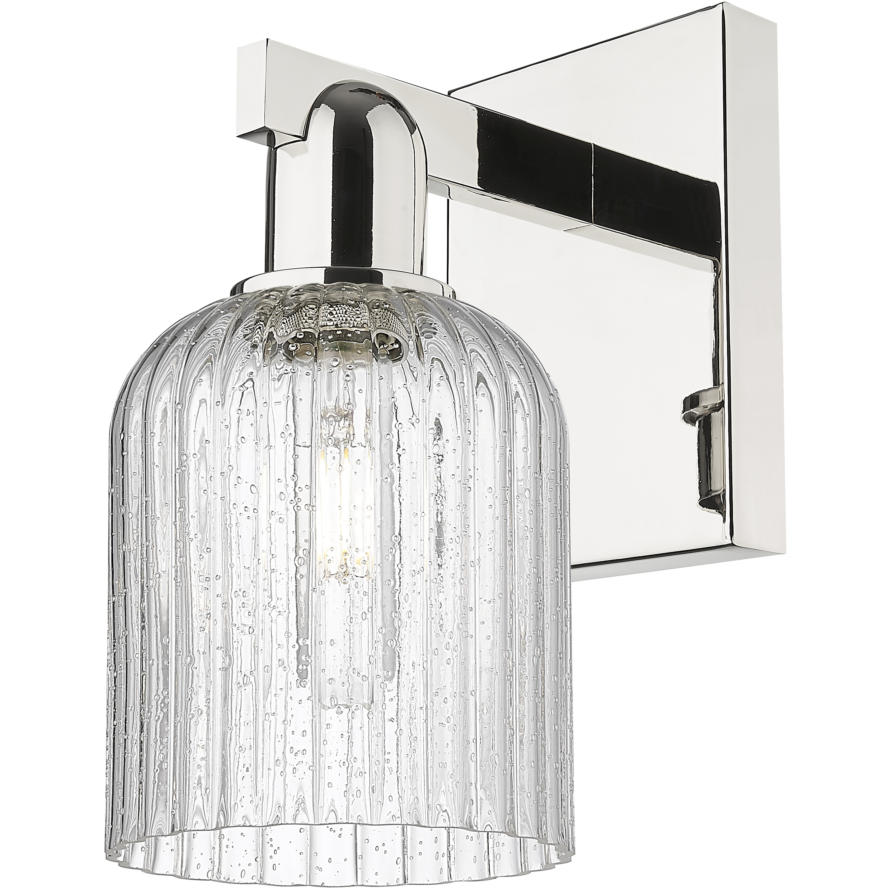 Bridal Veil Sconce Wall Light in Polished Nickel, Seedy Glass