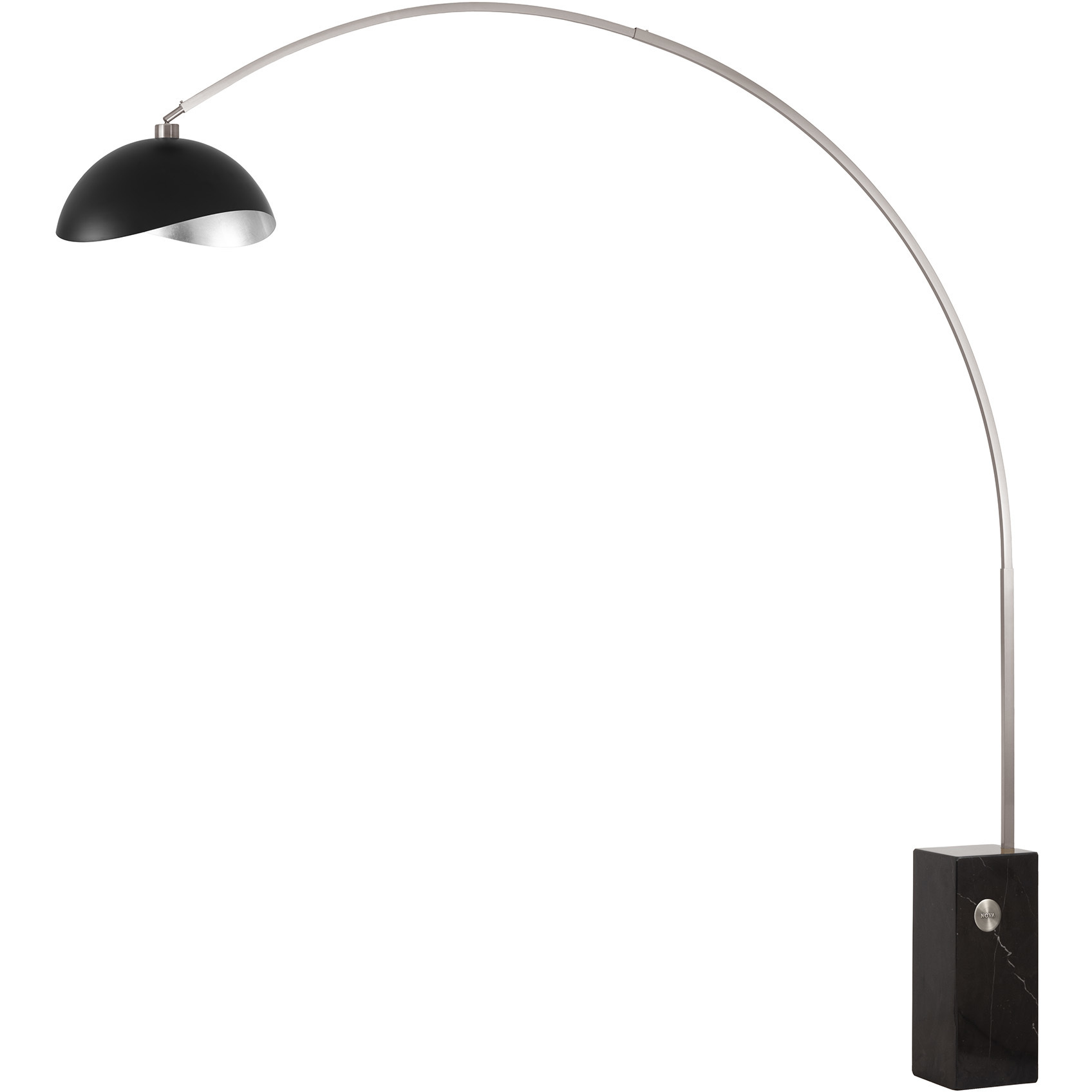 Iconic 95 inch 14 watt Satin Nickel and Black Arc Floor Lamp Portable Light in Matte Black and Silver Steel