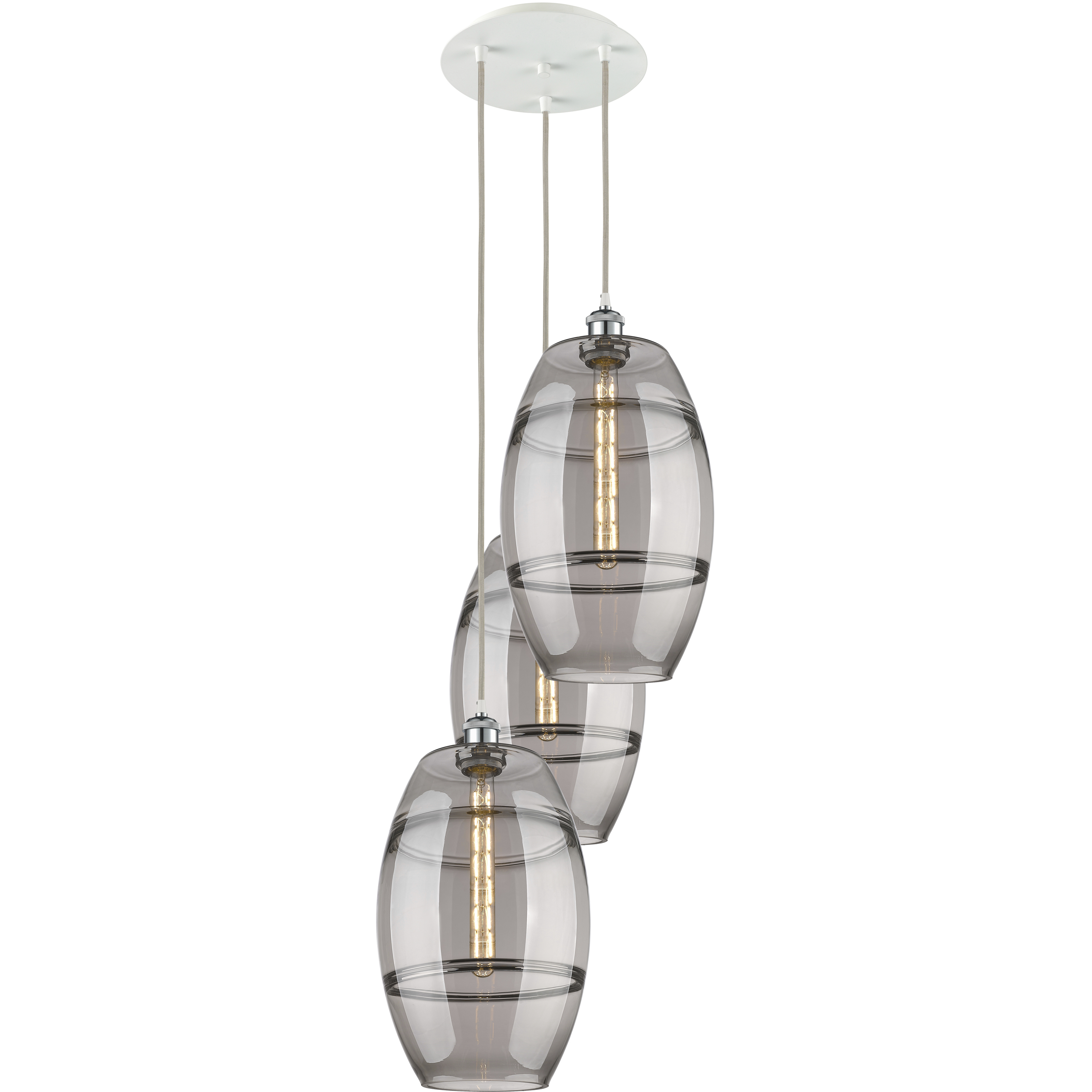 Ballston Vaz 3 Light 16.5 inch White Polished Chrome Cord Hung Multi Pendant Ceiling Light