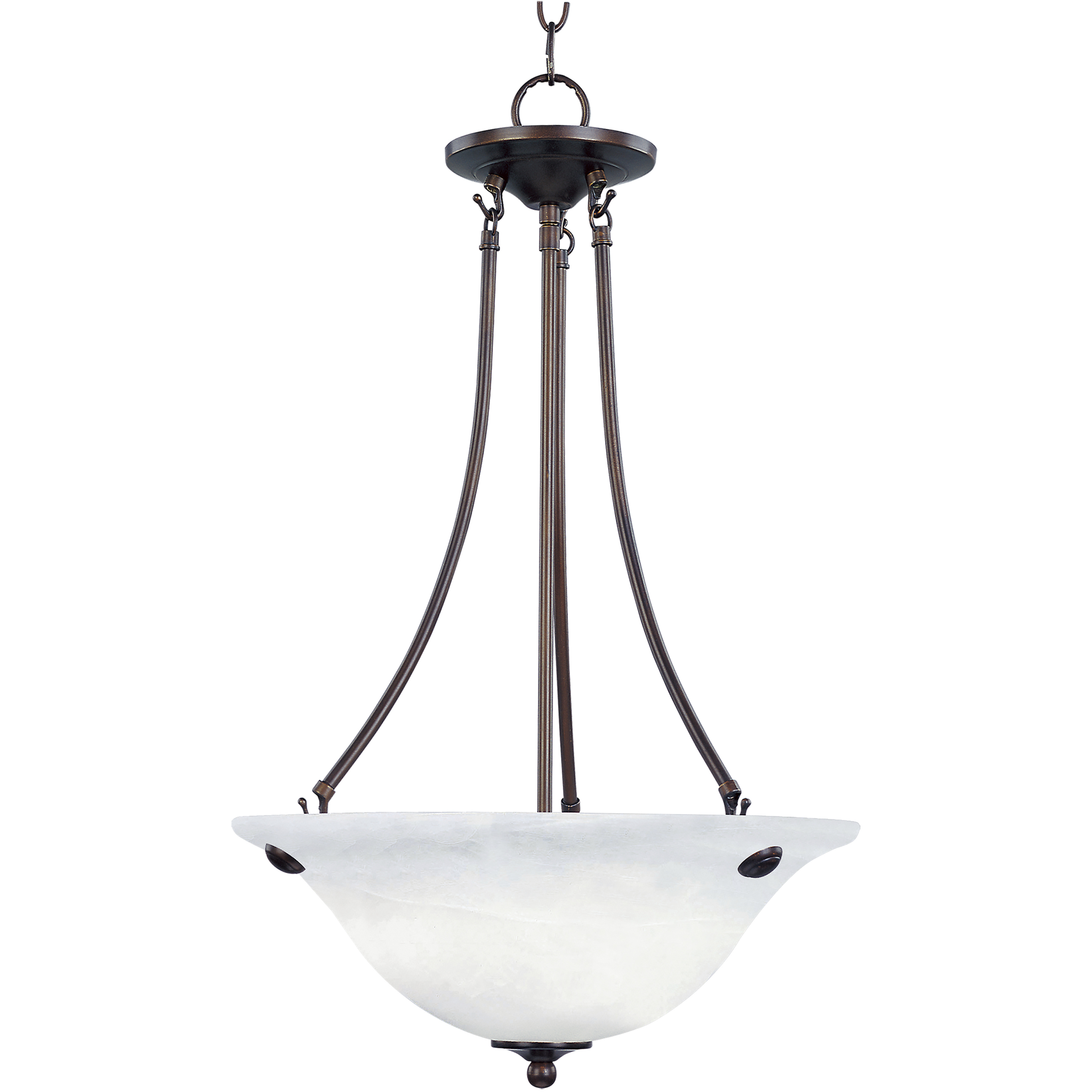 Malaga 3 Light 16 inch Oil Rubbed Bronze Invert Bowl Pendant Ceiling Light in Marble