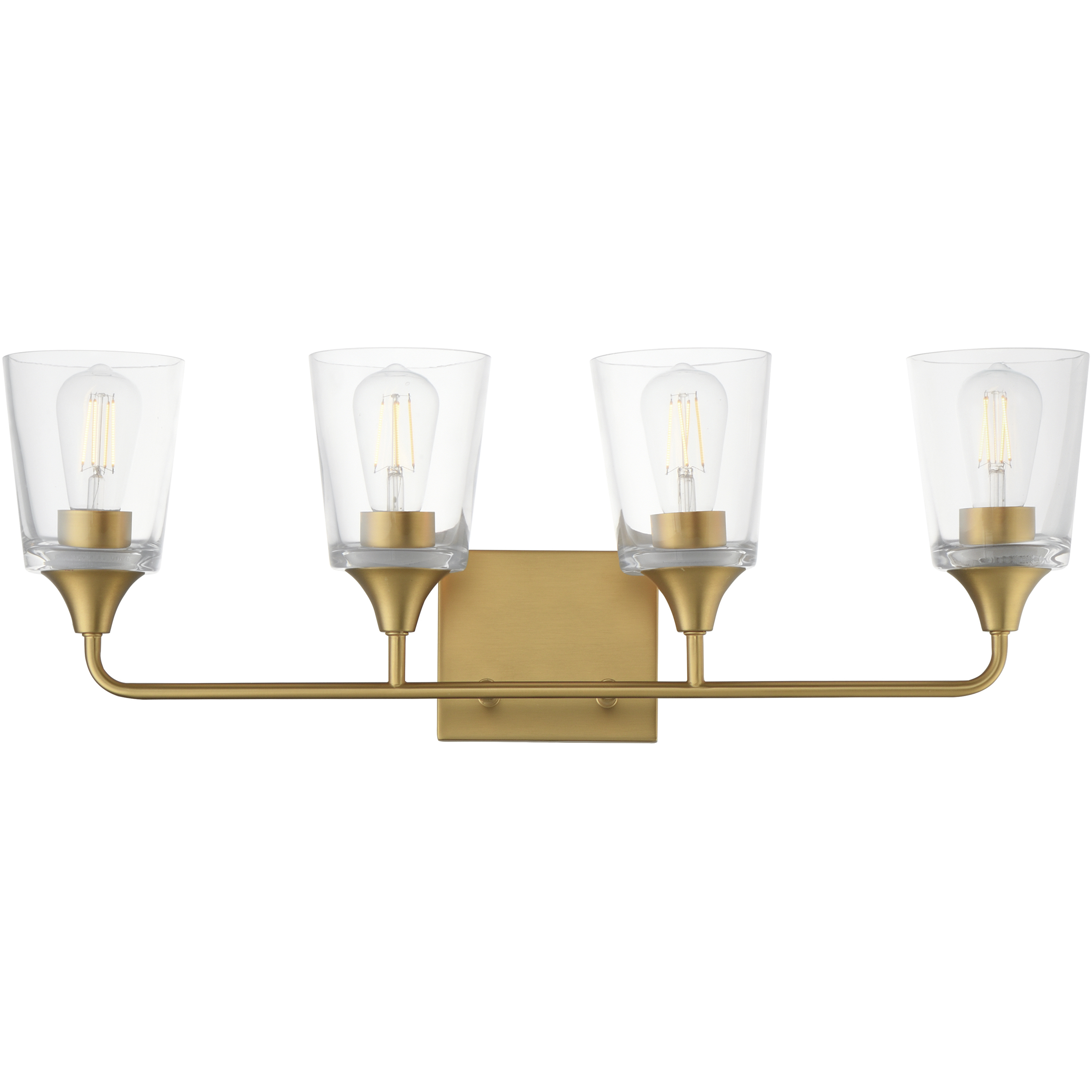 Hudson 4 Light 28.25 inch Natural Aged Brass Bath Vanity Wall Light in Clear