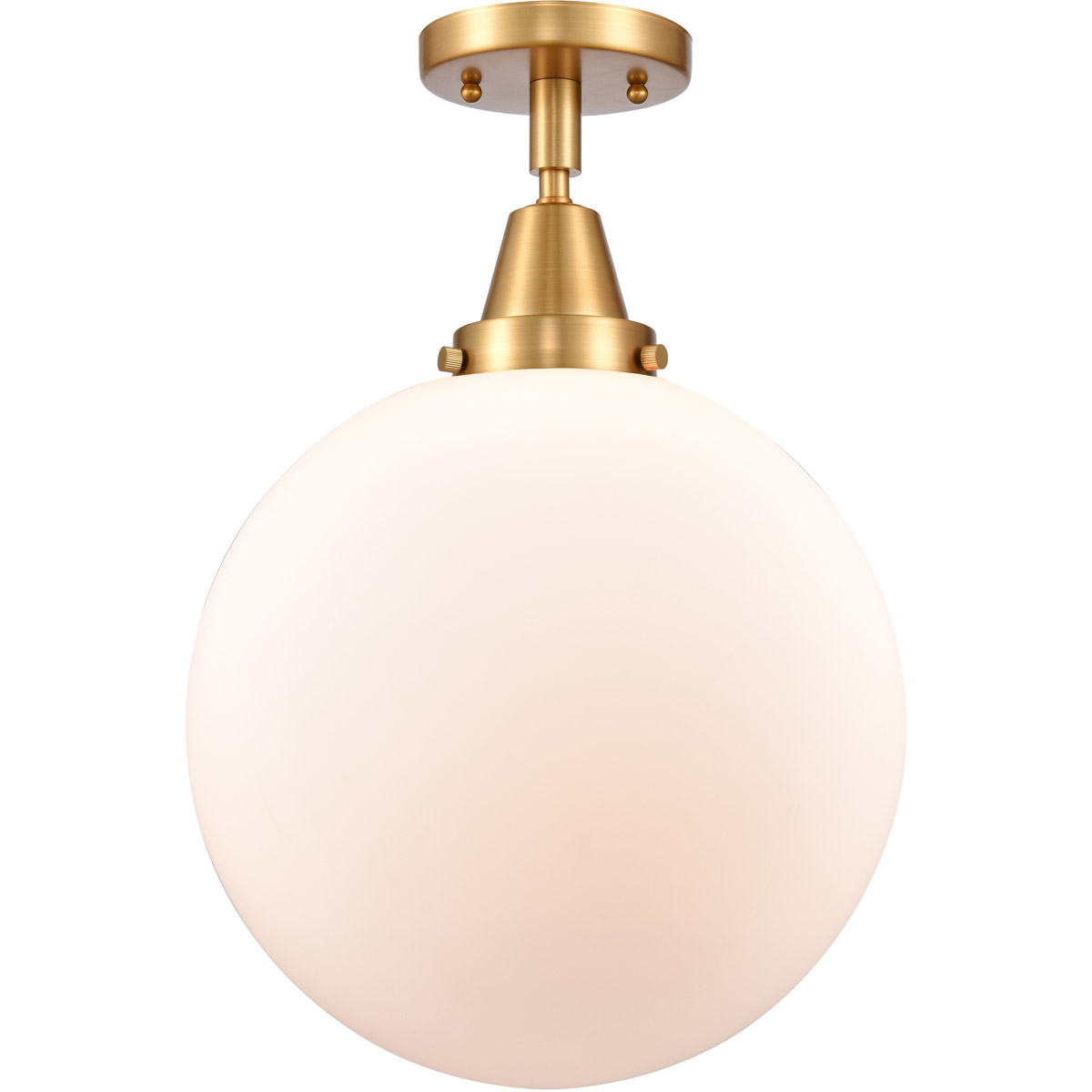 Beacon LED 12 inch Satin Gold Flush Mount Ceiling Light in Matte White Glass