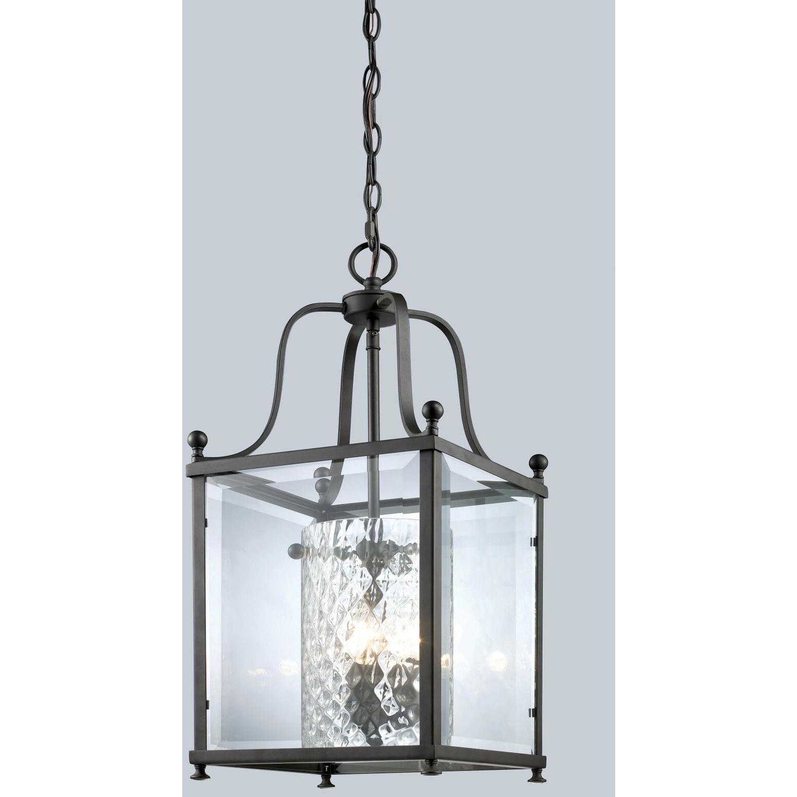 Z Lite 177 3M Fairview 3 Light 11 inch Bronze Pendant Ceiling Light in Clear Beveled Outside Clear Hammered Inside Glass 15.43
